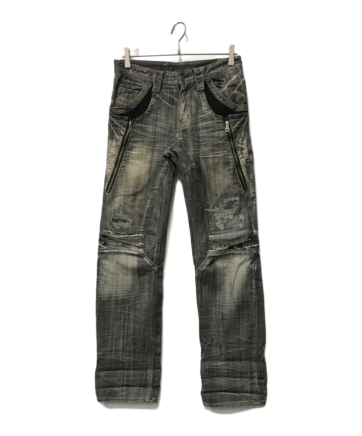 中古・古着通販】PPFM (ピーピーエフエム) ダメージデニムパンツ 35 