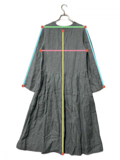 RAI-ATELIER リネンフレアワンピース　スモーキーブルー　作家 RAI-ATELIER リネンフレアワンピース スモーキーブルー 作家