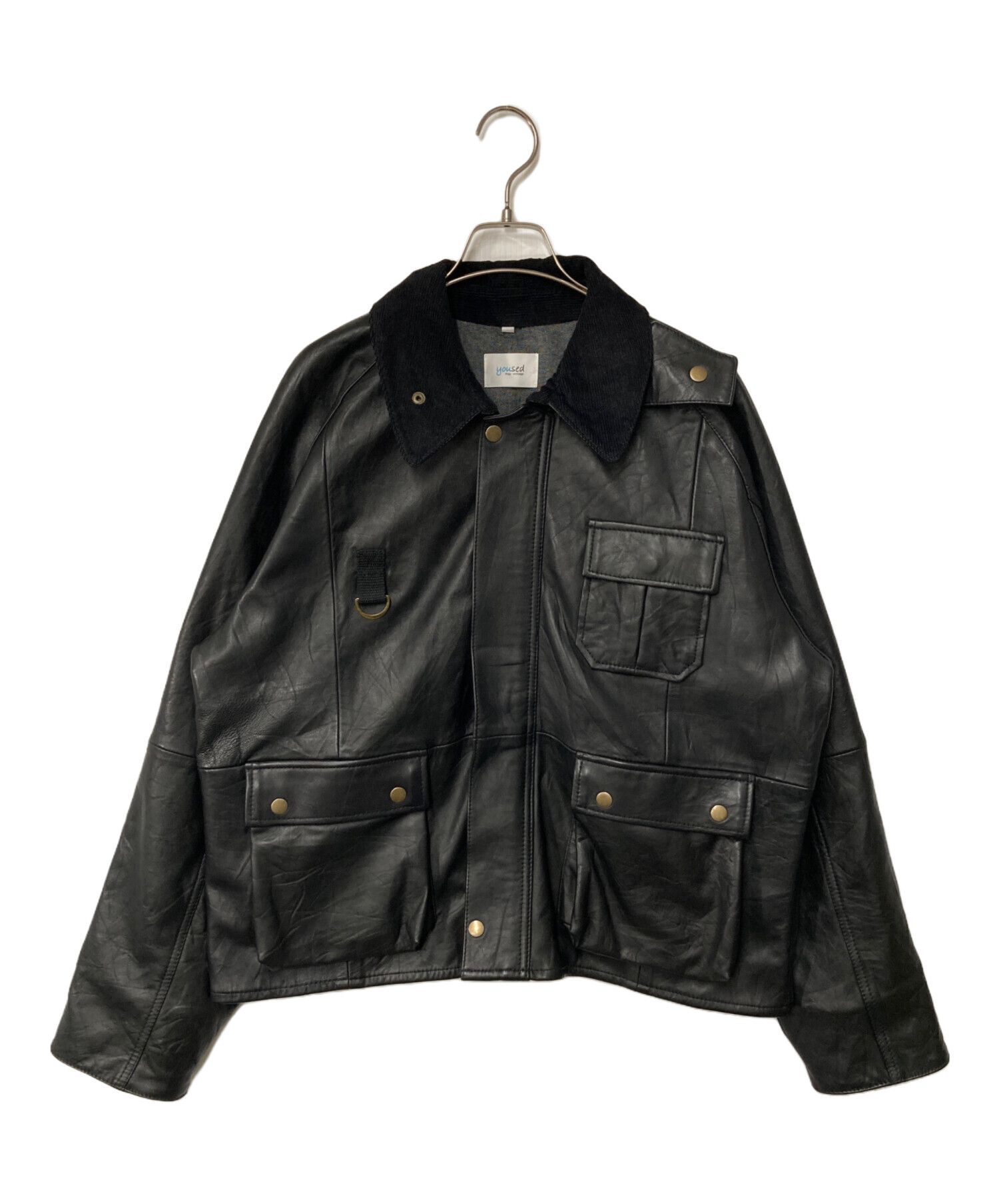 【未使用】ブラックレザー フィッシングジャケット 中古・古着通販】yoused (ユーズド) LEATHER FISHING JACKET/レザー