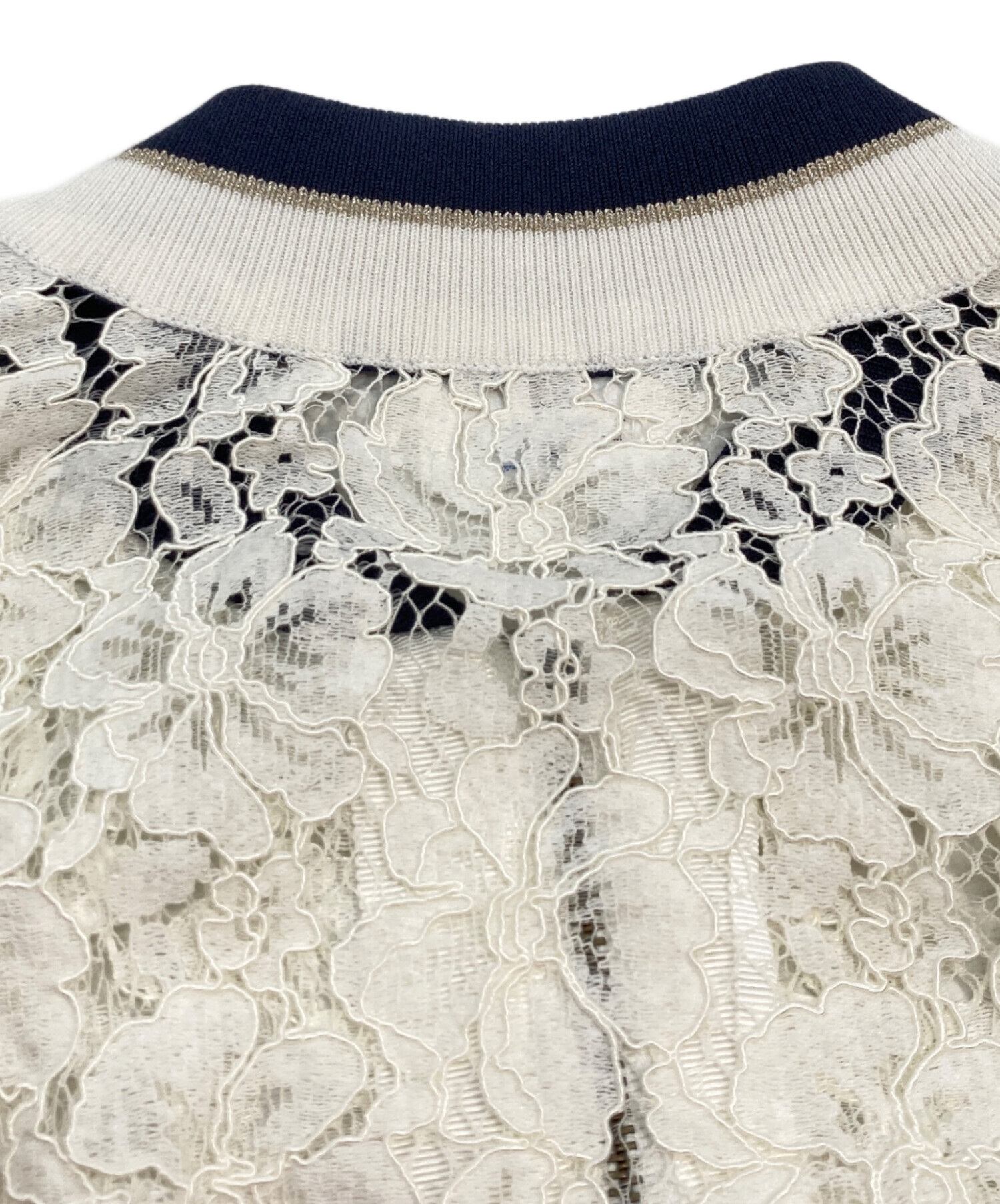 ランバンオンブルー LANVIN en Bleu レースブルゾン ジャケット ジップ 