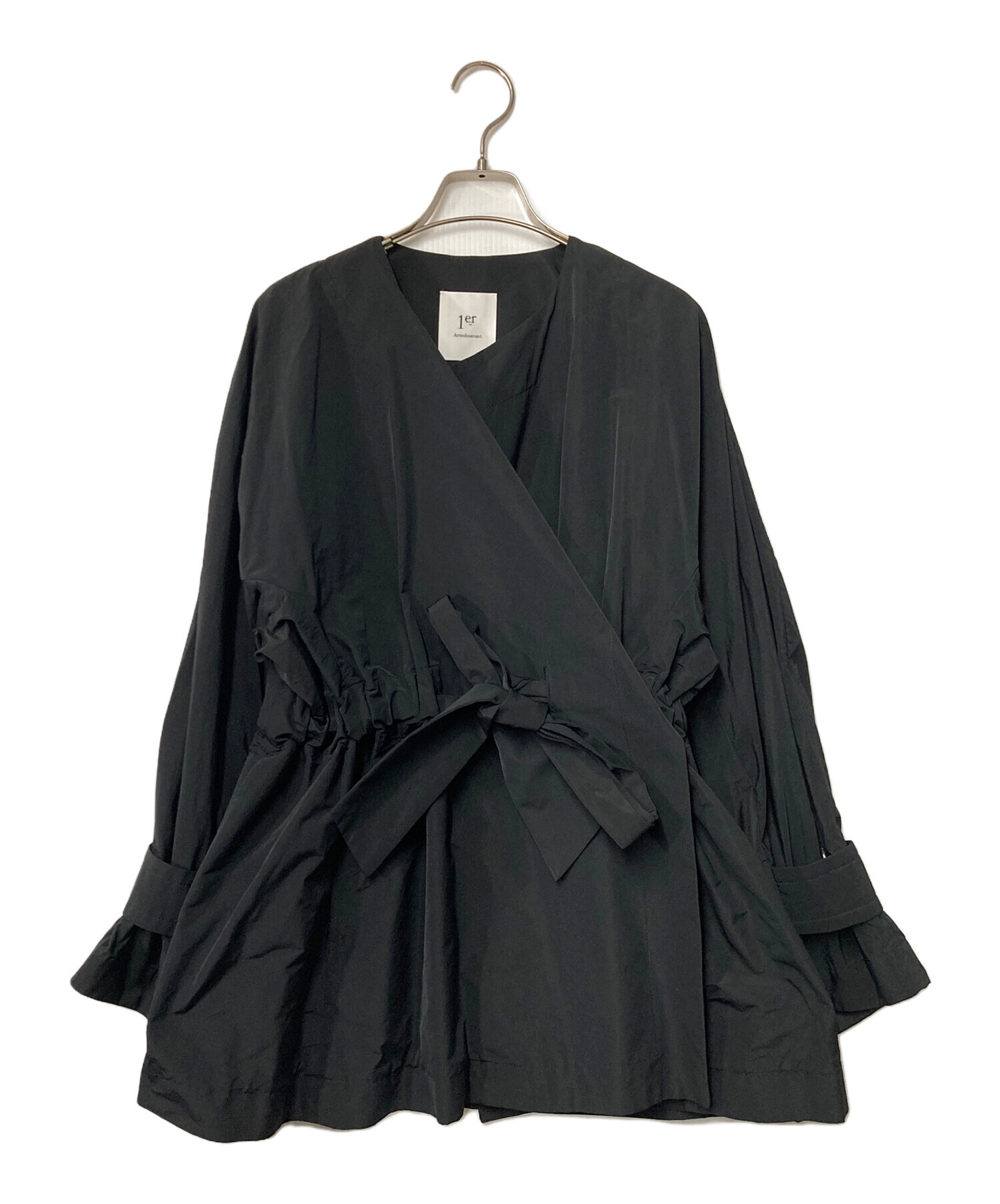 新品✨1er Arrondissement　綿×ポリ　ベルテッドショートコート黒 中古・古着通販】1er Arrondissement (プルミエ アロンディスモン