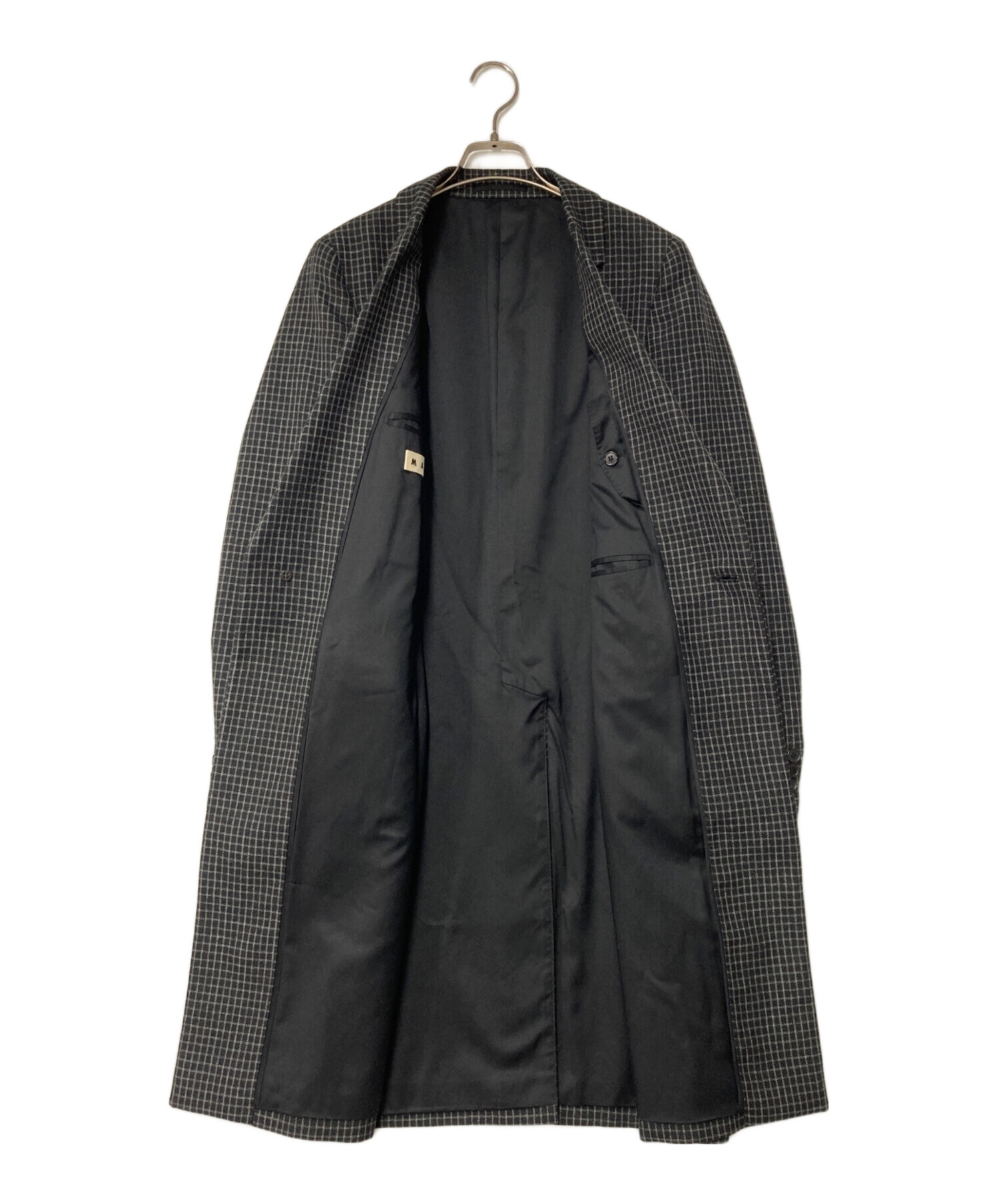 中古・古着通販】MARNI (マルニ) チェック柄チェスターコート ブラック