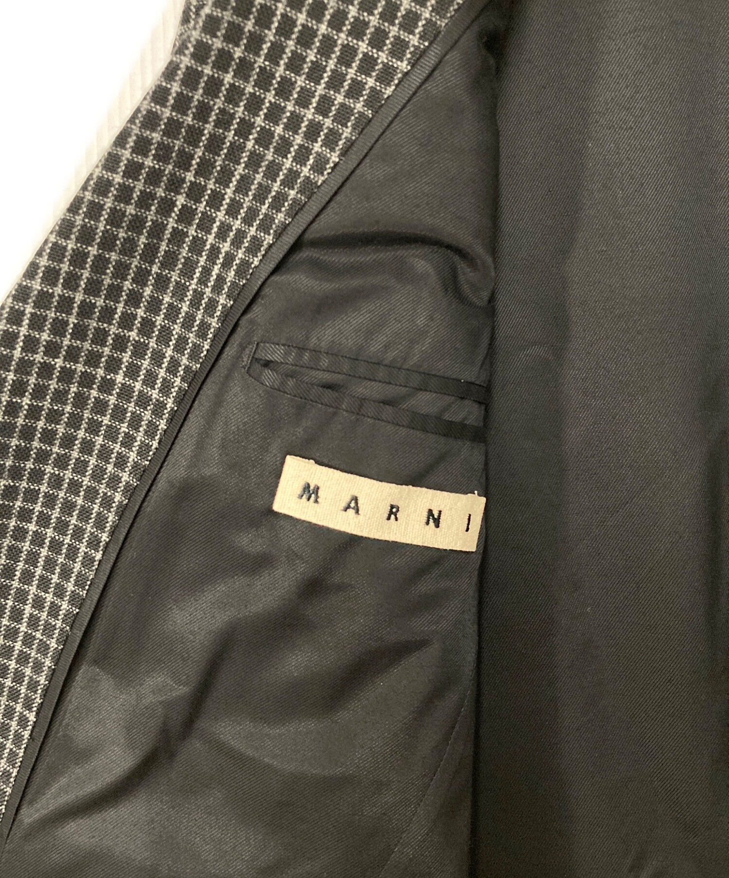 中古・古着通販】MARNI (マルニ) チェック柄チェスターコート ブラック