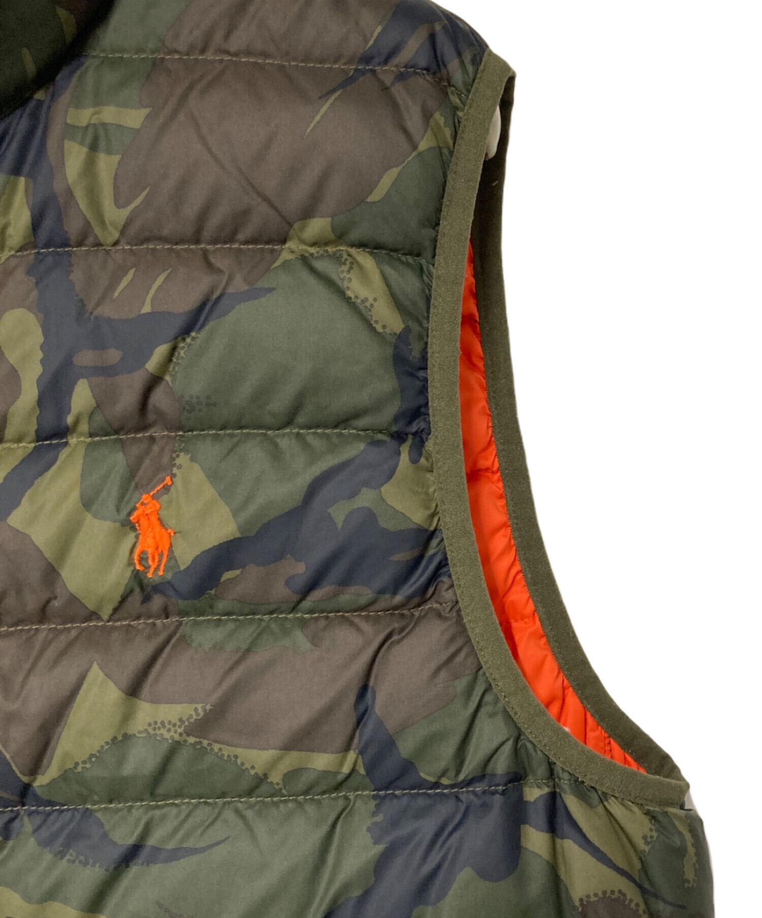 poloのダウンベスト！オリーブグリーン/オレンジ 中古・古着通販】POLO RALPH LAUREN (ポロ・ラルフローレン) カモ