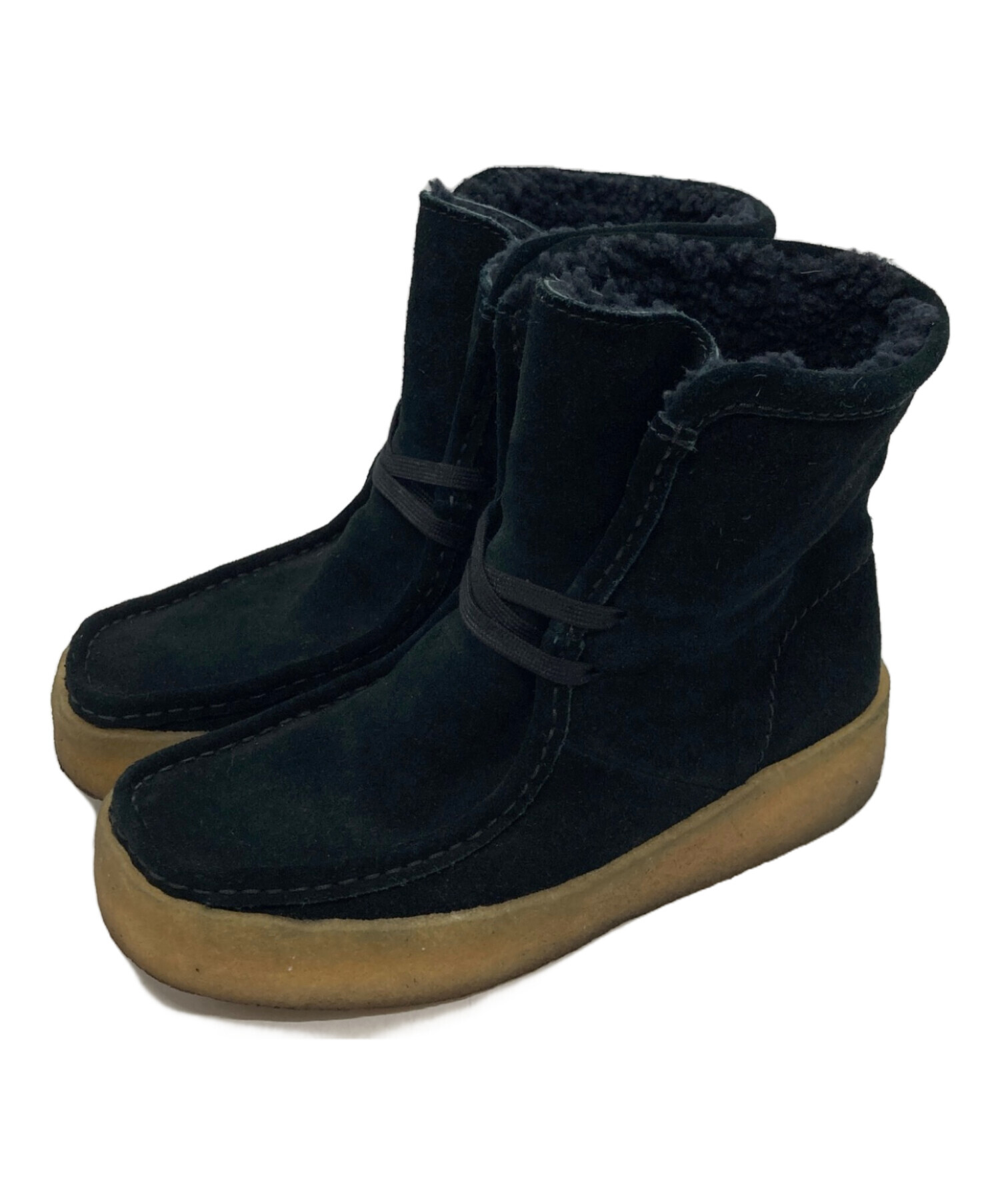 中古・古着通販】CLARKS (クラークス) ムートンブーツ ブラック サイズ 