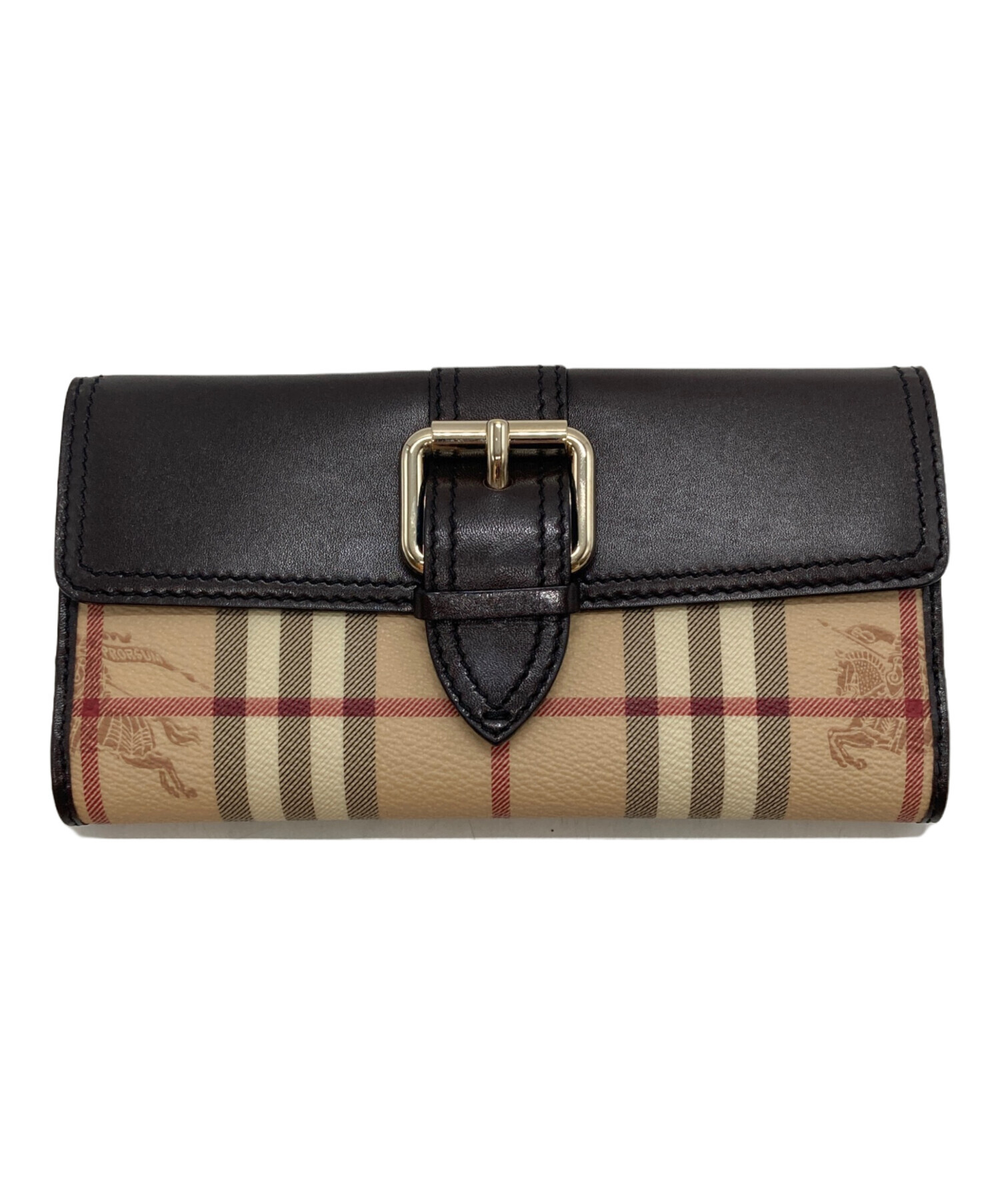 中古・古着通販】BURBERRY (バーバリー) ホースロゴノバチェック長財布 