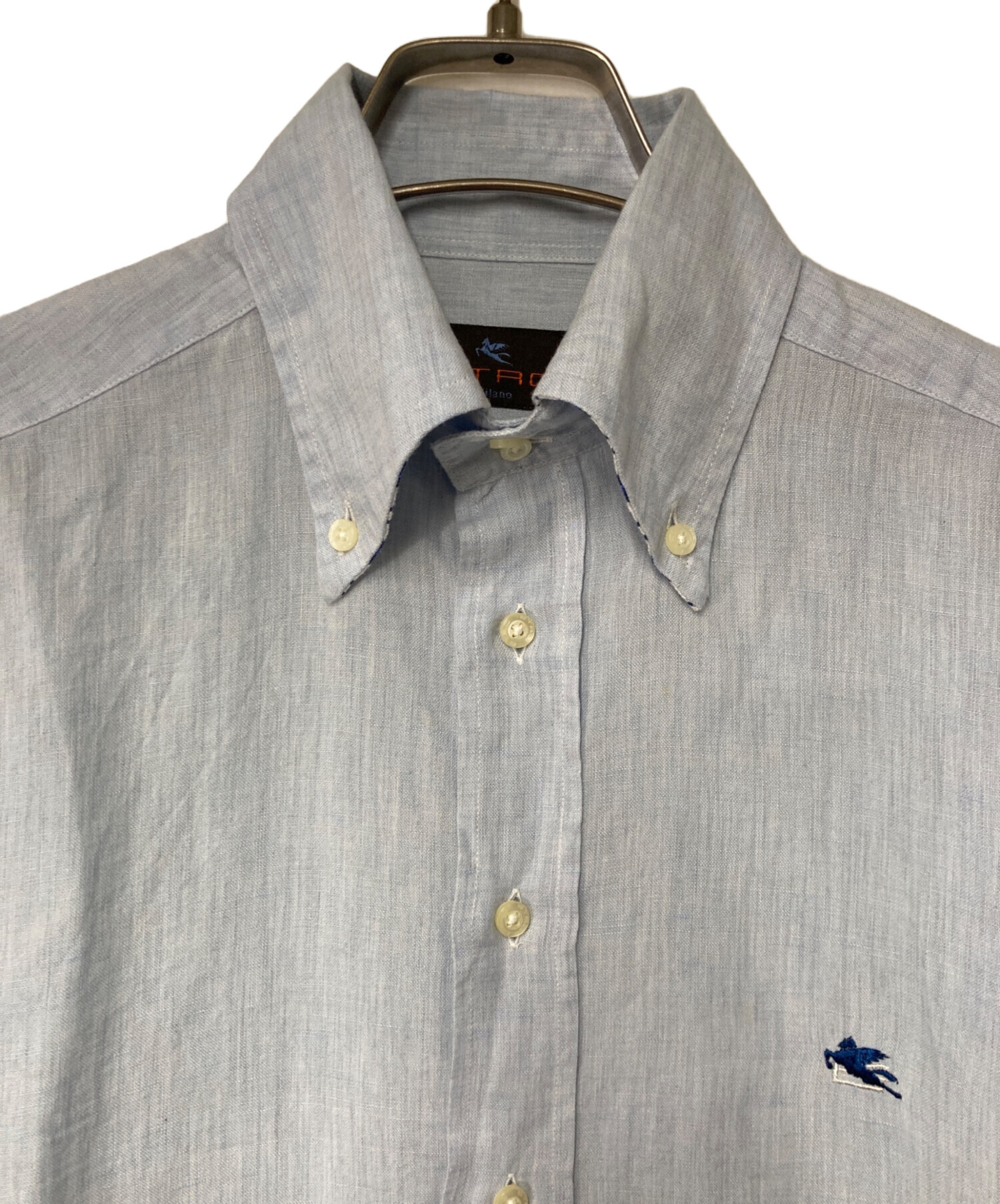 中古・古着通販】ETRO (エトロ) ロゴ刺繍ボタンダウンリネンシャツ