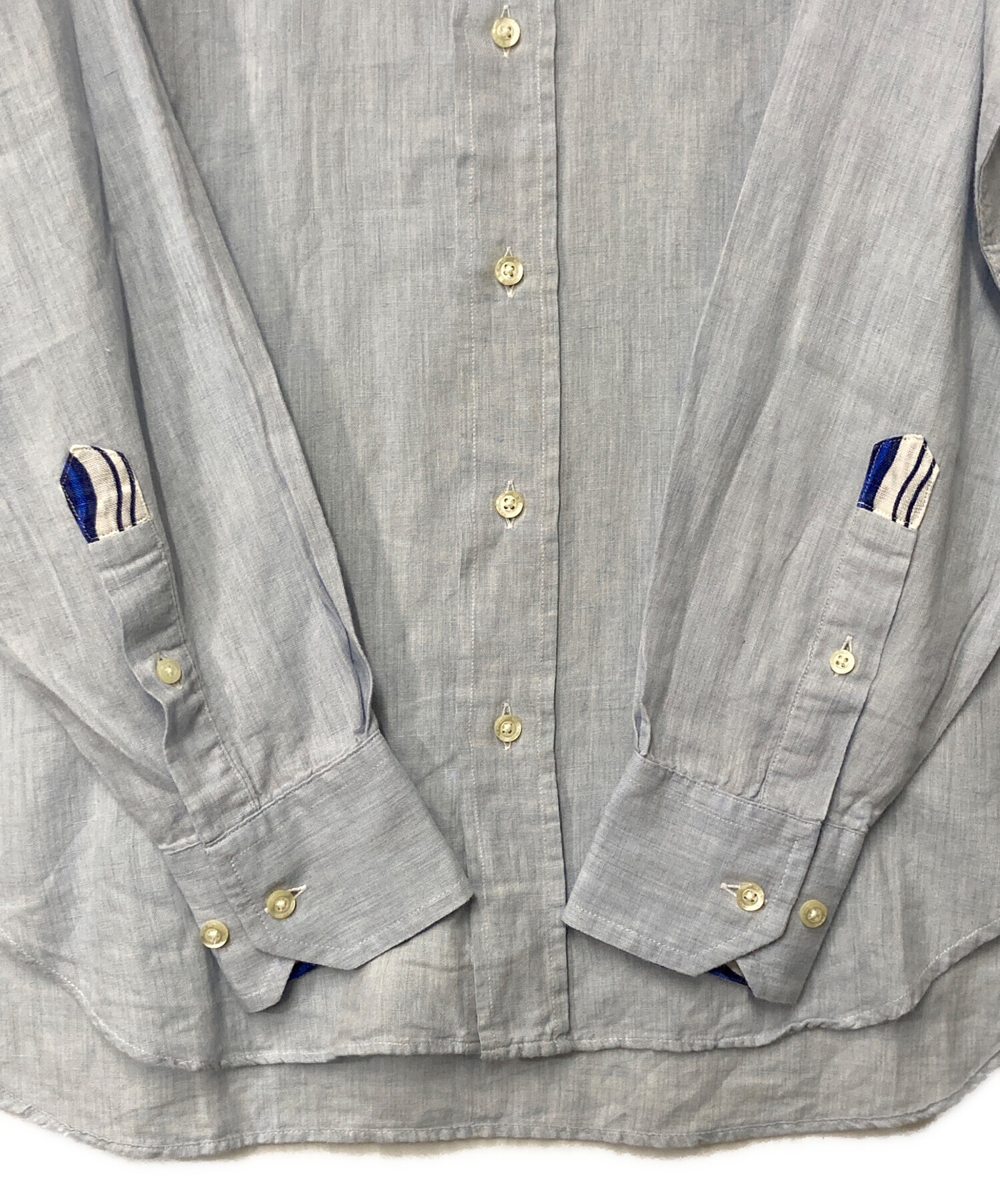 中古・古着通販】ETRO (エトロ) ロゴ刺繍ボタンダウンリネンシャツ