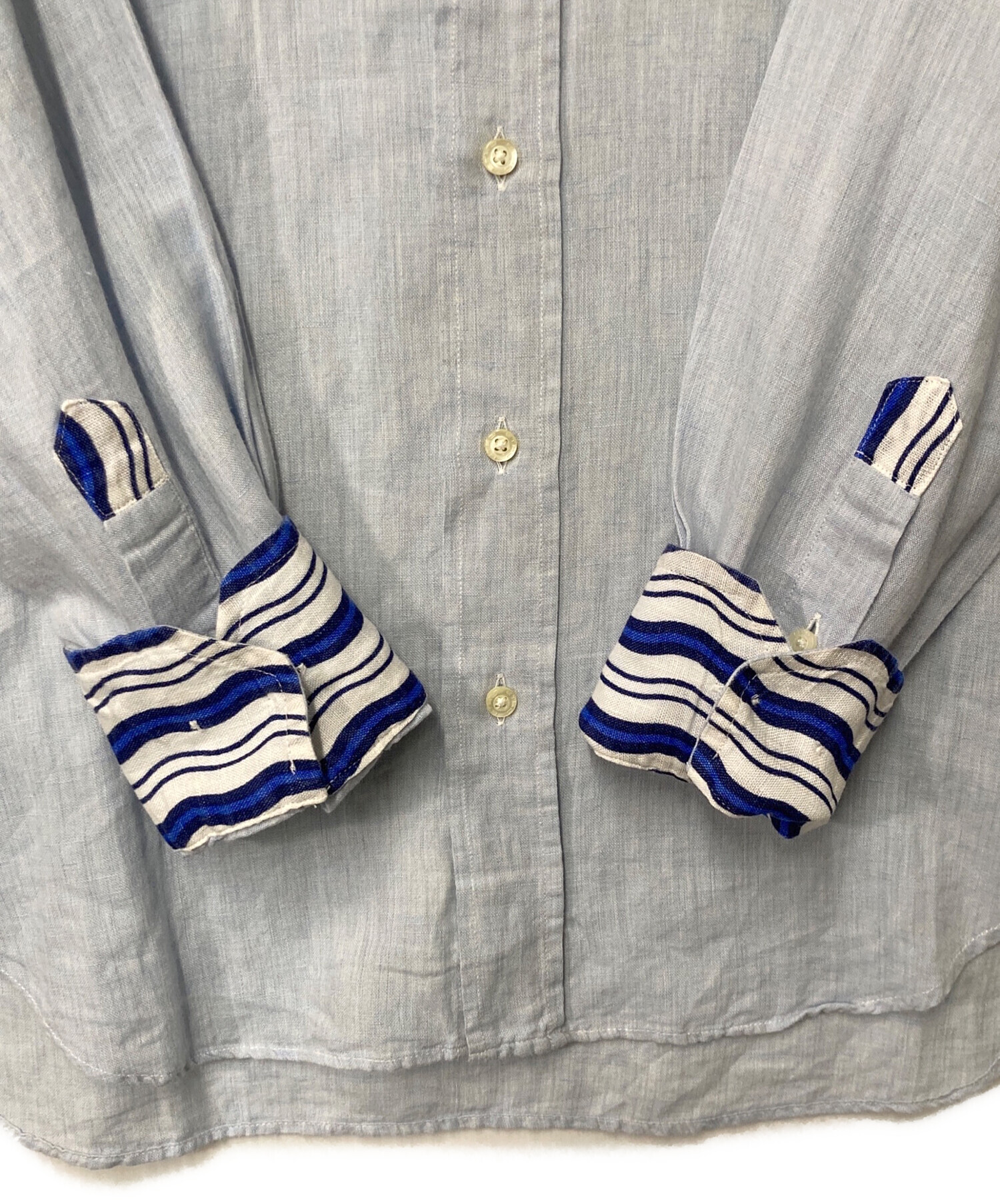 中古・古着通販】ETRO (エトロ) ロゴ刺繍ボタンダウンリネンシャツ