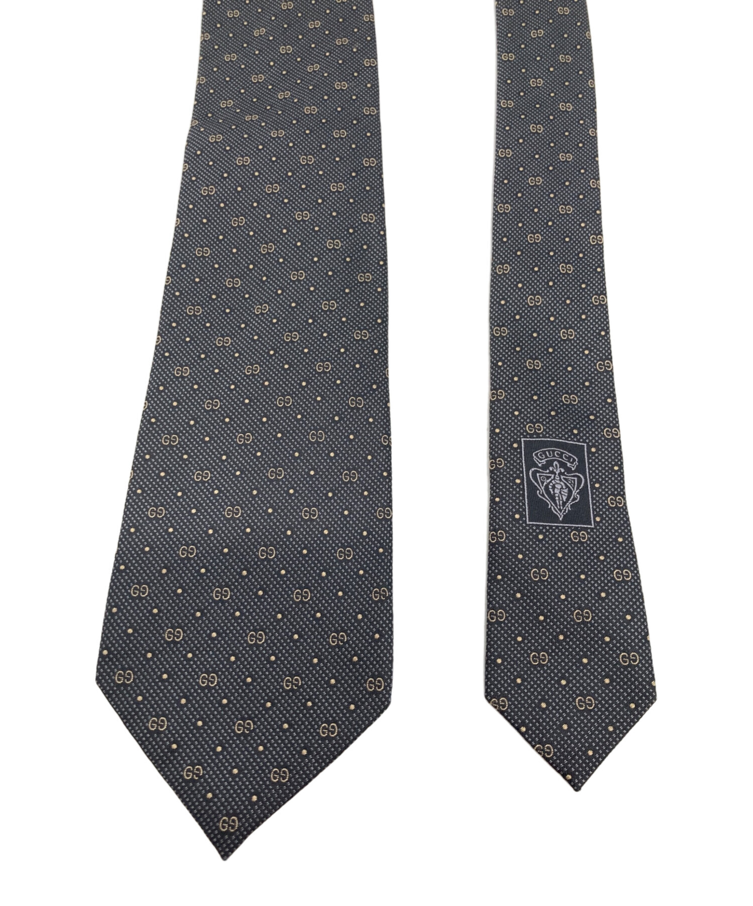 中古・古着通販】GUCCI (グッチ) GG柄 シルクネクタイ ブラック 