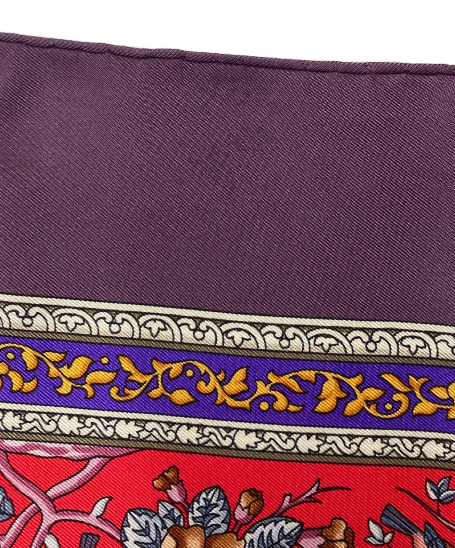 エルメス スカーフ カレ90 QALAMDAN カラムダン シルク パープル