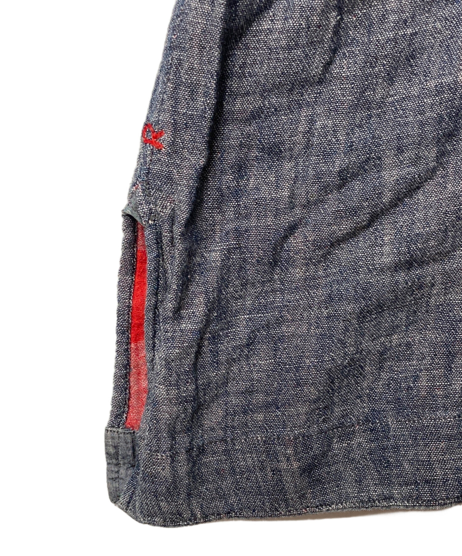 45R ダブルガーゼ スキッパーシャツワンピース インディゴ ゆったり