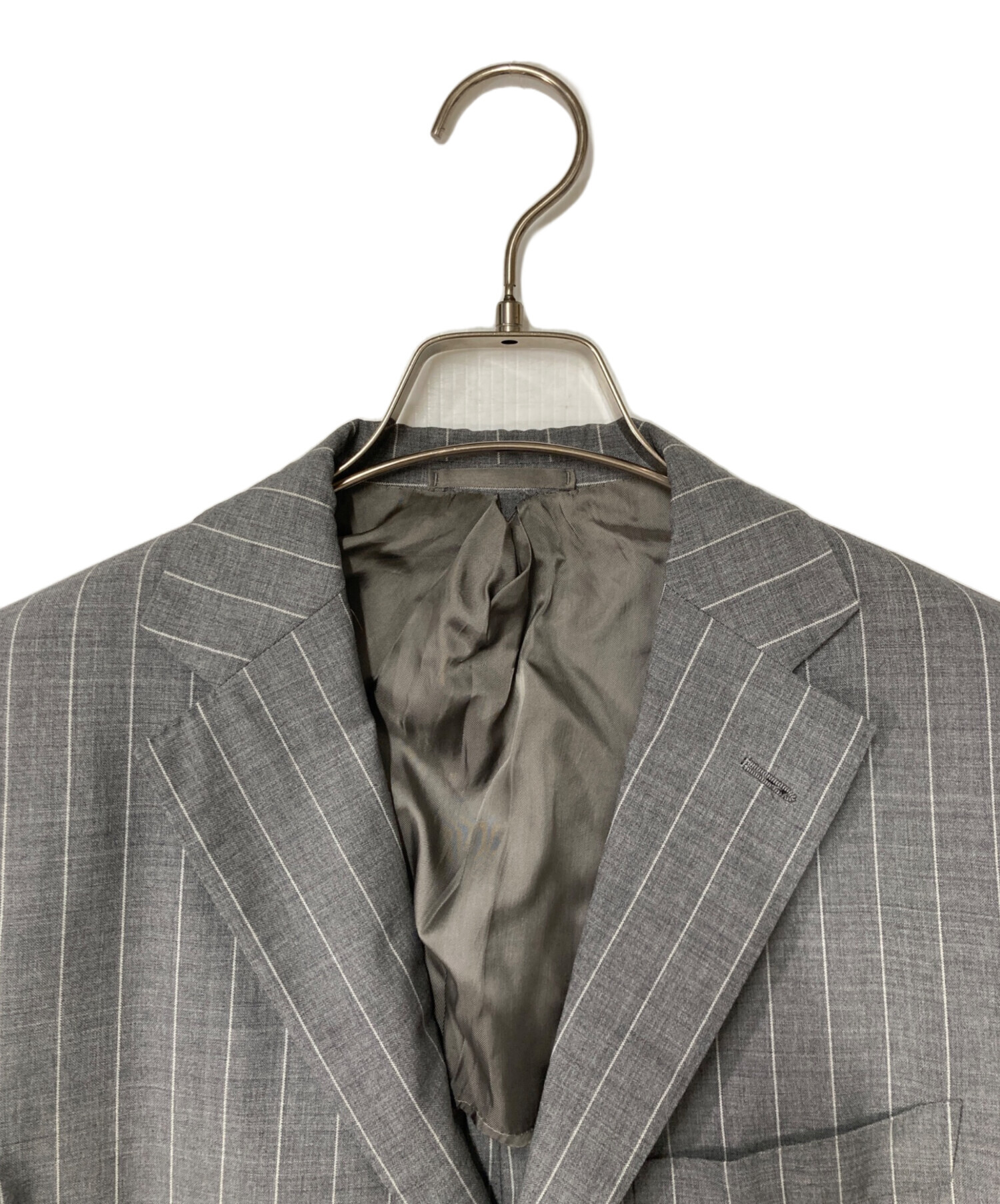BARNEYS NEW YORK スーツ 38 秋冬 カーキ 深緑 ベルベット 中古