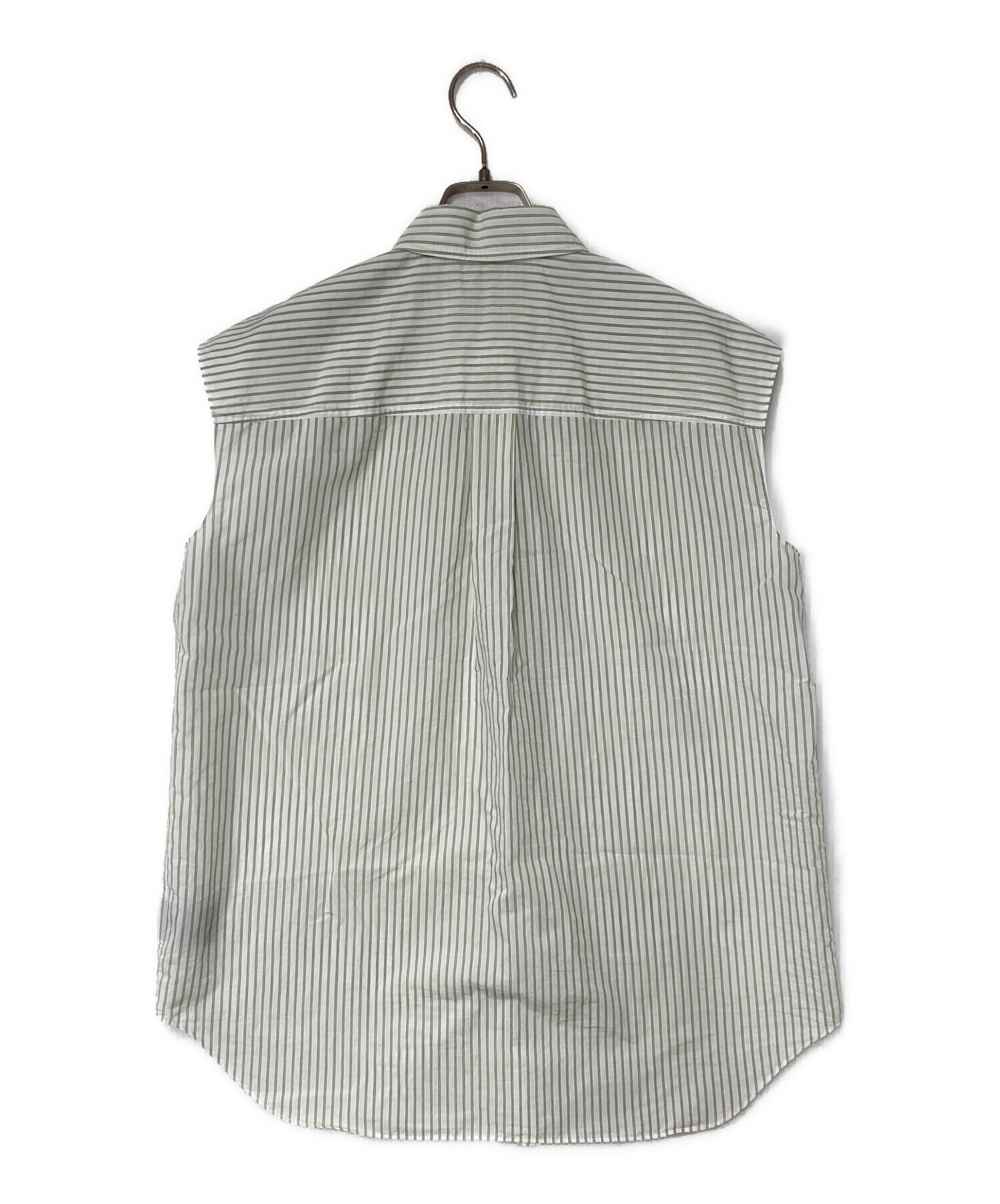 Theory セオリー ノースリーブ グリーンストライプシャツ S 美品 