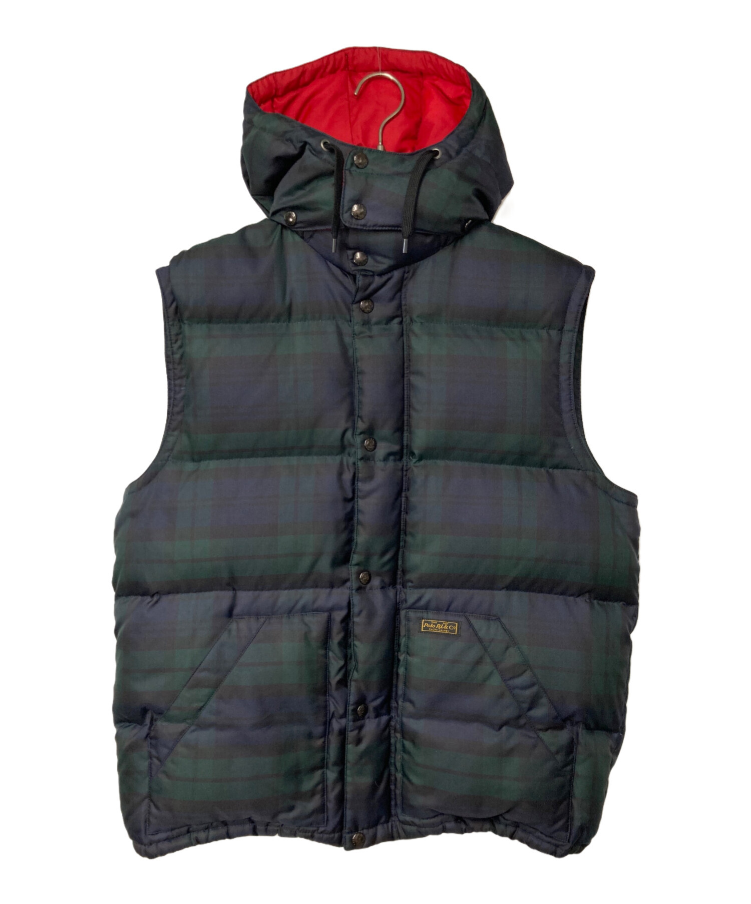 【美品】ポロラルフローレン ダウンベスト 緑×紺 タータンチェック フード付 中古・古着通販】POLO RALPH LAUREN (ポロ・ラルフローレン) チェック