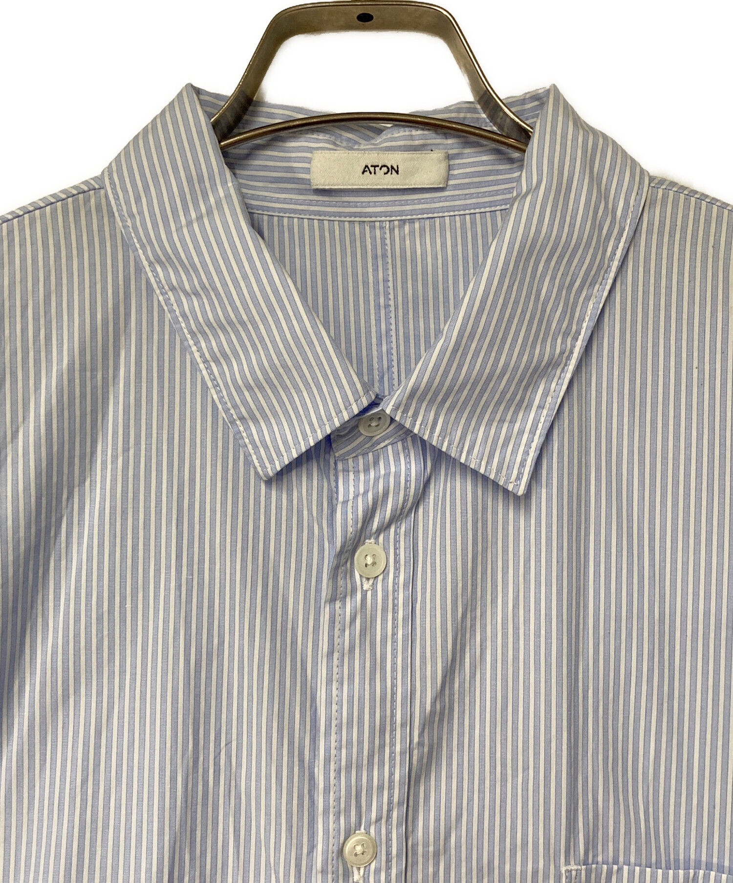 中古・古着通販】ATON (エイトン) GIZA BROAD WASHED SHIRT ブルー 
