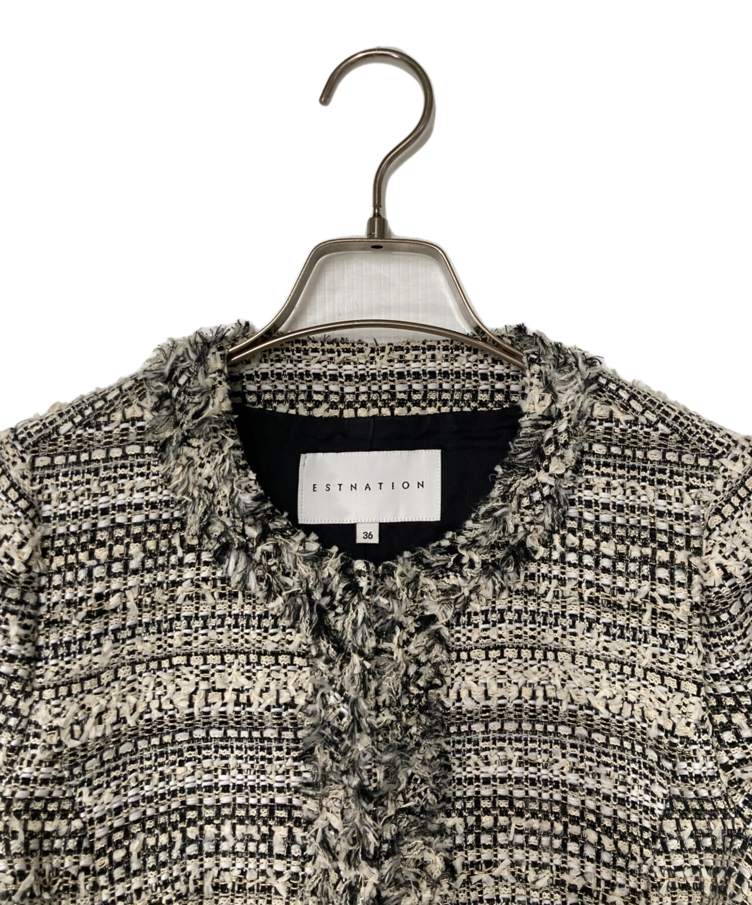中古・古着通販】ESTNATION (エストネーション) ノーカラーツイード