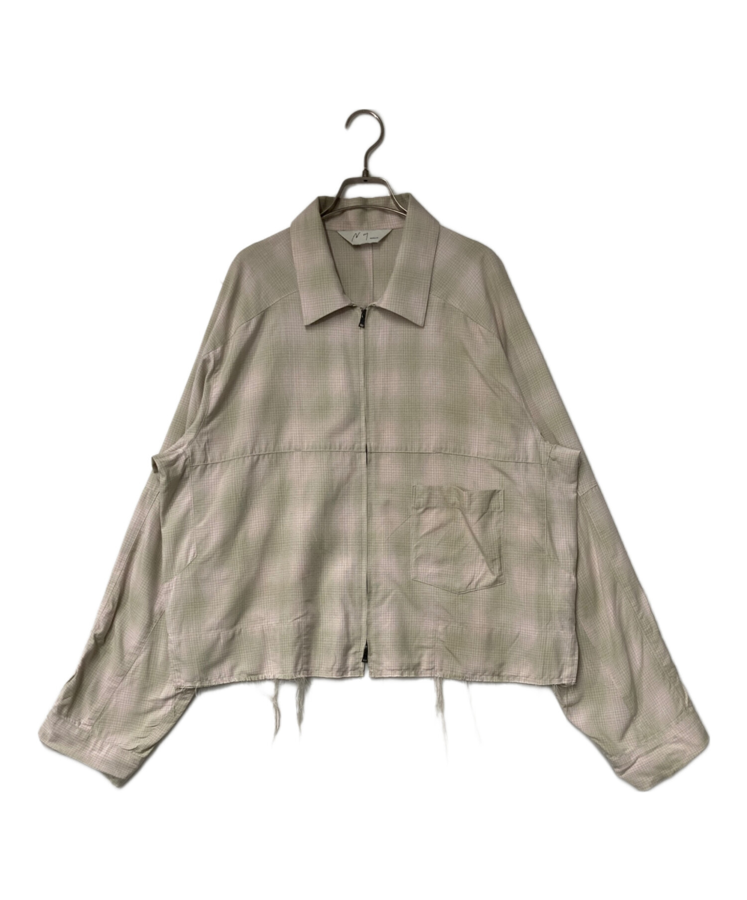 中古・古着通販】ANCELLM (アンセルム) OMBRECHECK SHORT ZIPUP SHIRT 