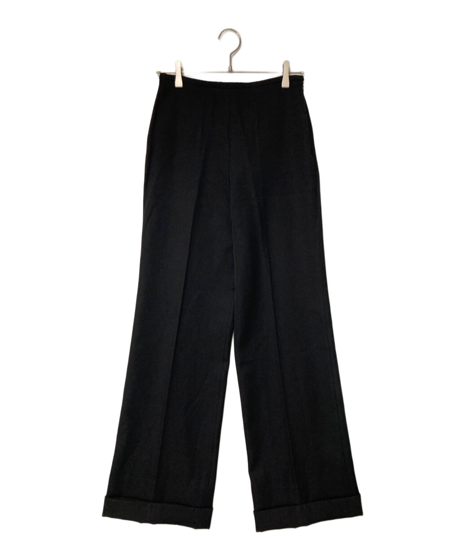 PRADA 【MADE ITALY】　ワイドスラックス 中古・古着通販】PRADA (プラダ) ウールワイドスラックス ブラック