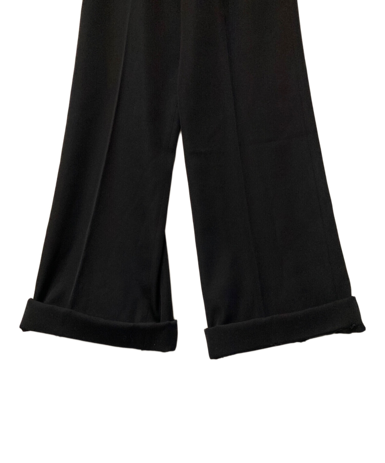 中古・古着通販】PRADA (プラダ) ウールワイドスラックス ブラック