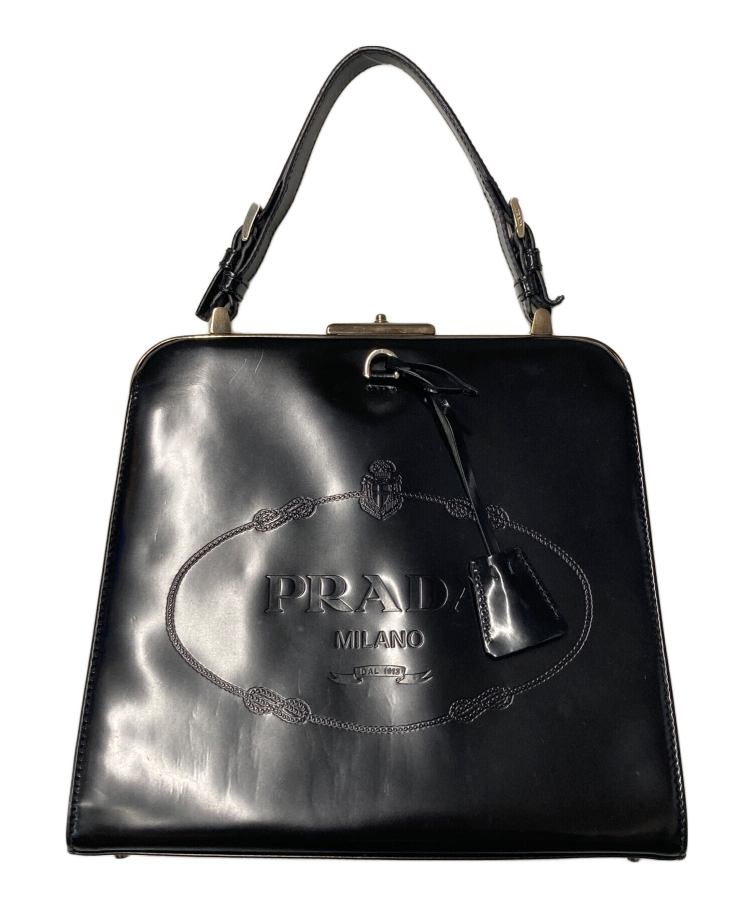 中古・古着通販】PRADA (プラダ) エンボスロゴ パテントレザー