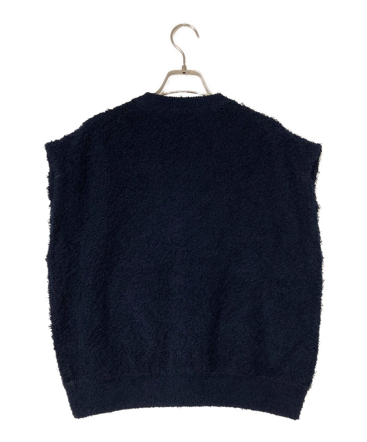 MACPHEE ツイーディーラッフル クルーネックジレ ネイビー