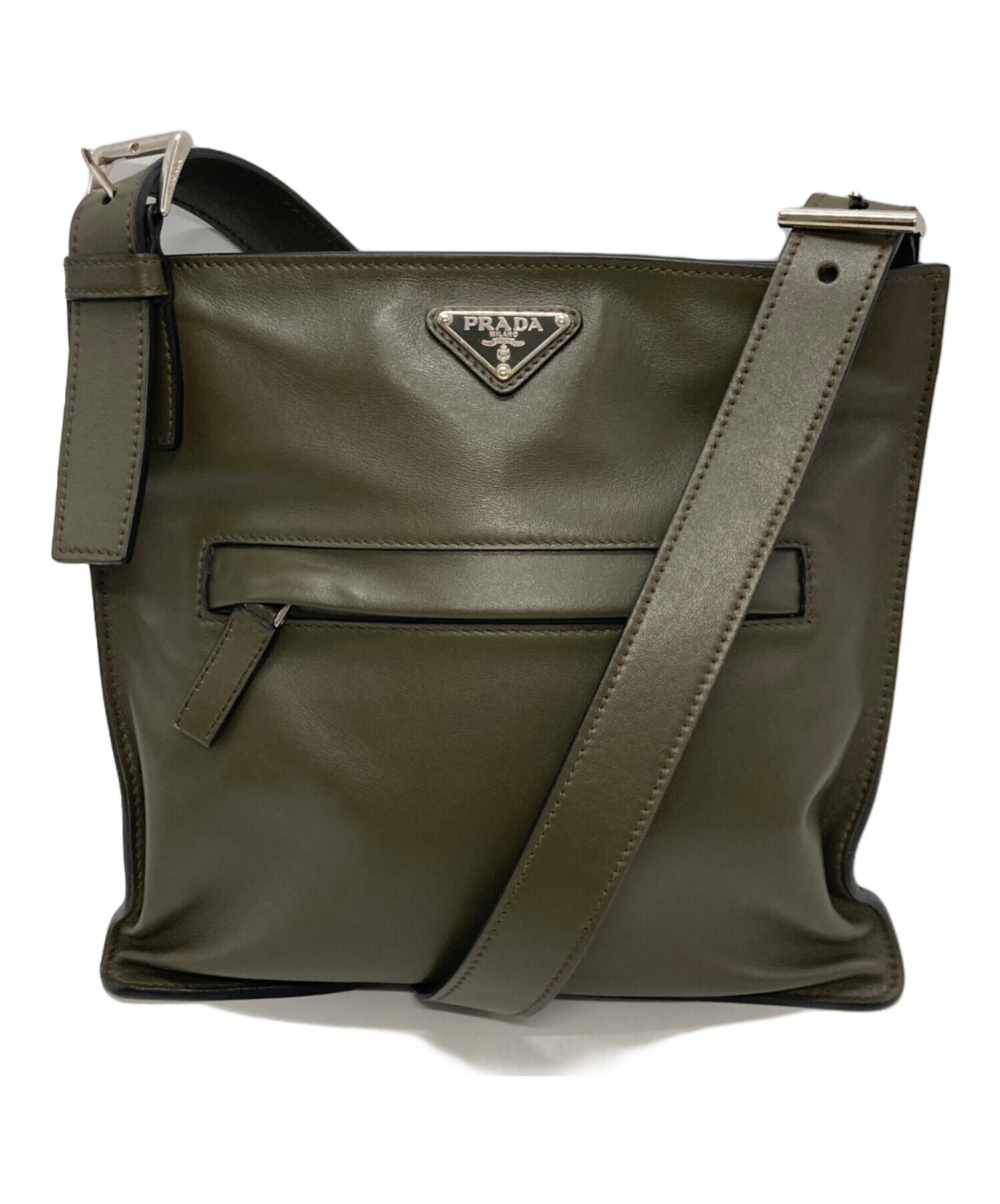 中古・古着通販】PRADA (プラダ) ロゴプレート カーフレザーショルダー 