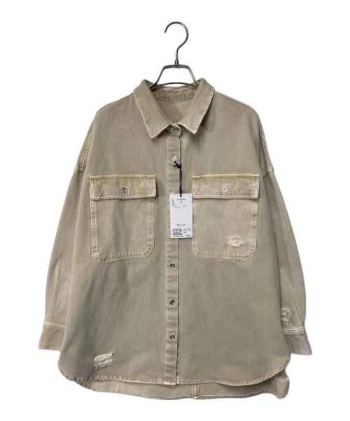 recoLOUNGEDRESSダメージデニムシャツ　ベージュＳサイズ recoLOUNGEDRESSダメージデニムシャツ ベージュSサイズ 30代コーデ