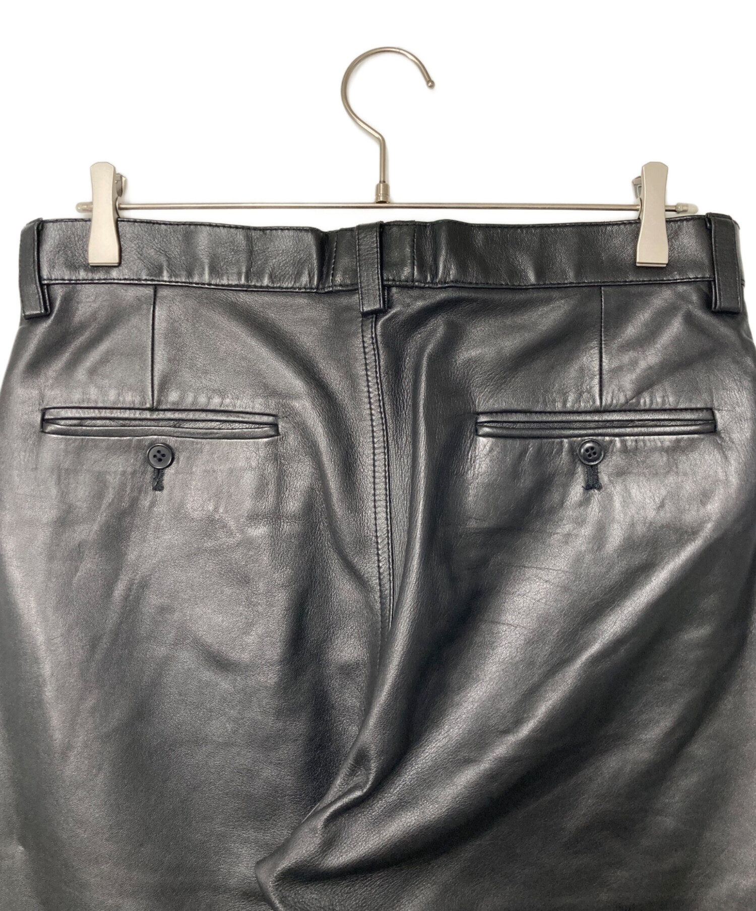 中古・古着通販】Barassi (バラシ) ラムレザーパンツ ブラック サイズ