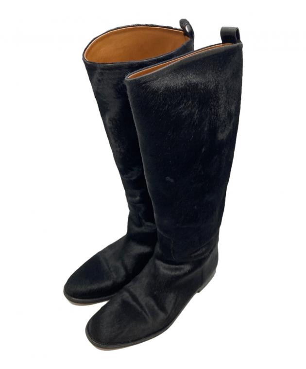 中古・古着通販】HERMES (エルメス) ハラコ ロングブーツ ブラック