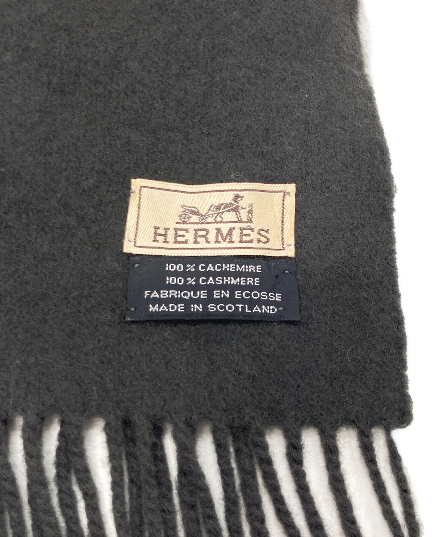 中古・古着通販】HERMES (エルメス) カシミヤマフラー グレー