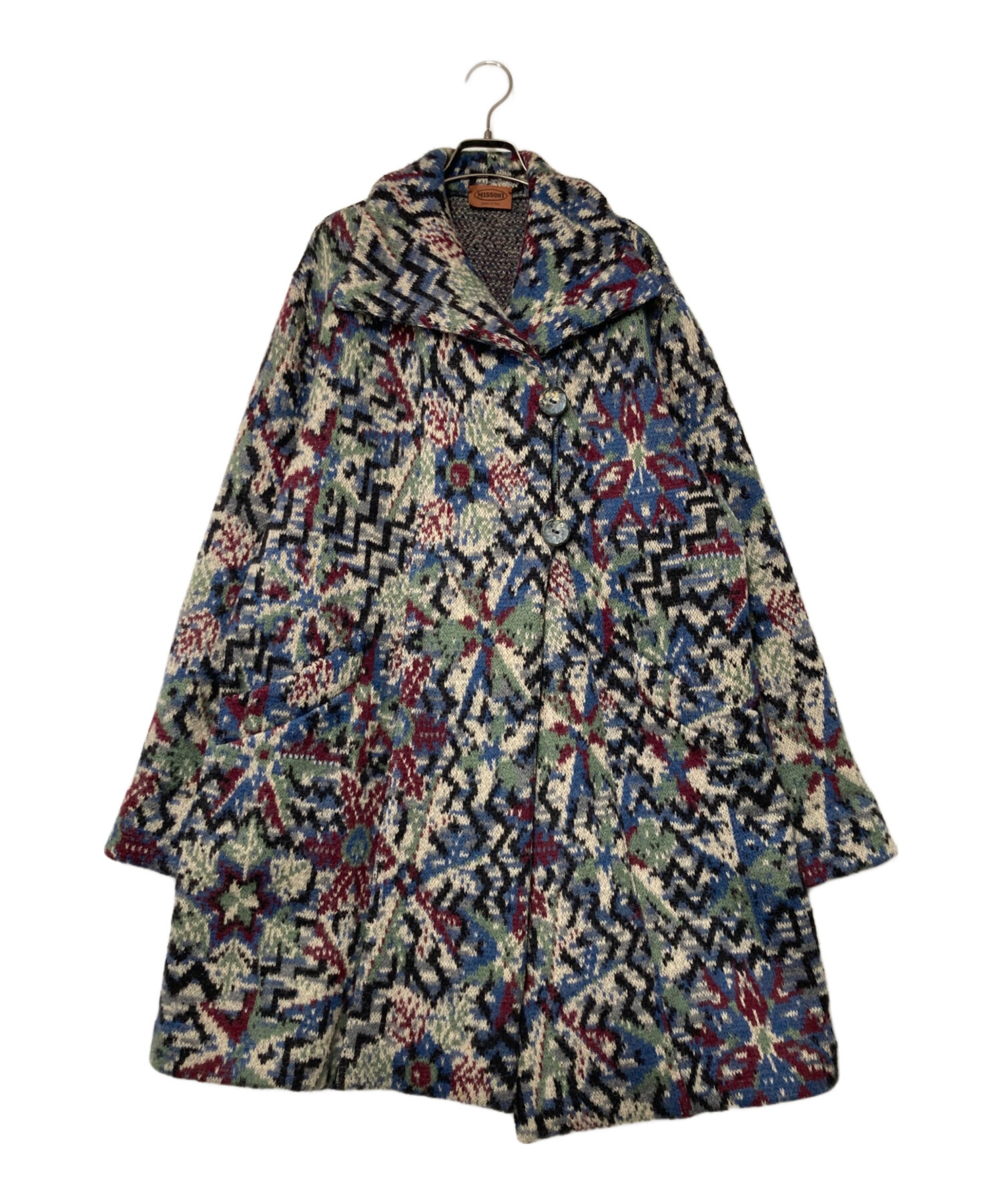 【新品未使用】MISSONI ウールコート 44【タグ付き】　（専用です） Double knit coat with zigzag pattern Black | Missoni