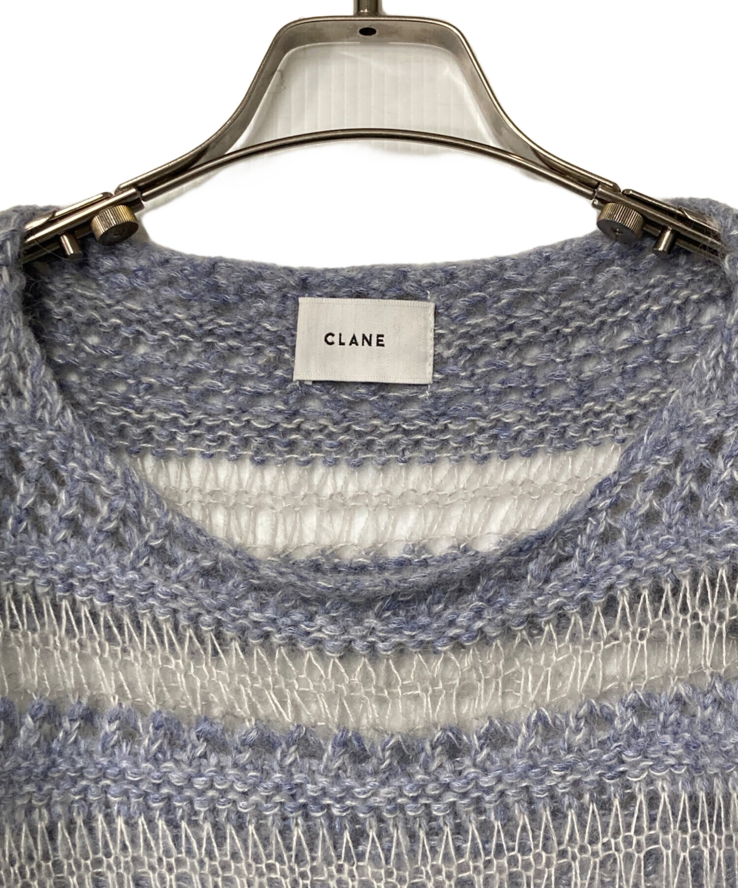 中古・古着通販】CLANE (クラネ) 透かし編みモヘヤ混ボーダーニット 