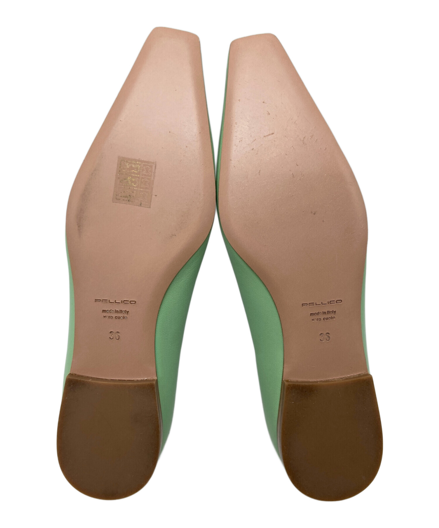 中古・古着通販】PELLICO (ペリーコ) スクエアトゥーパンプス グリーン