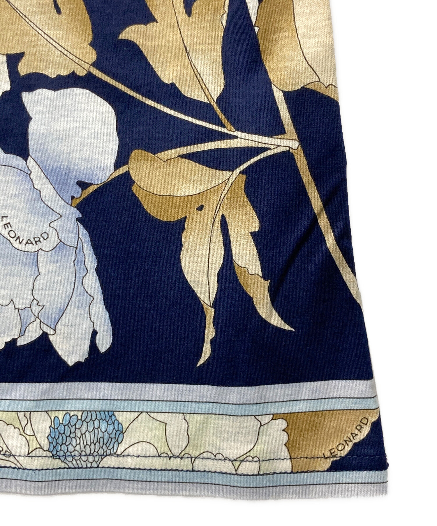 LEONARD FASHION　レオナール カットソー　LL　ネイビー　花柄 LEONARD FASHION レオナール カットソー LL ネイビー 花柄