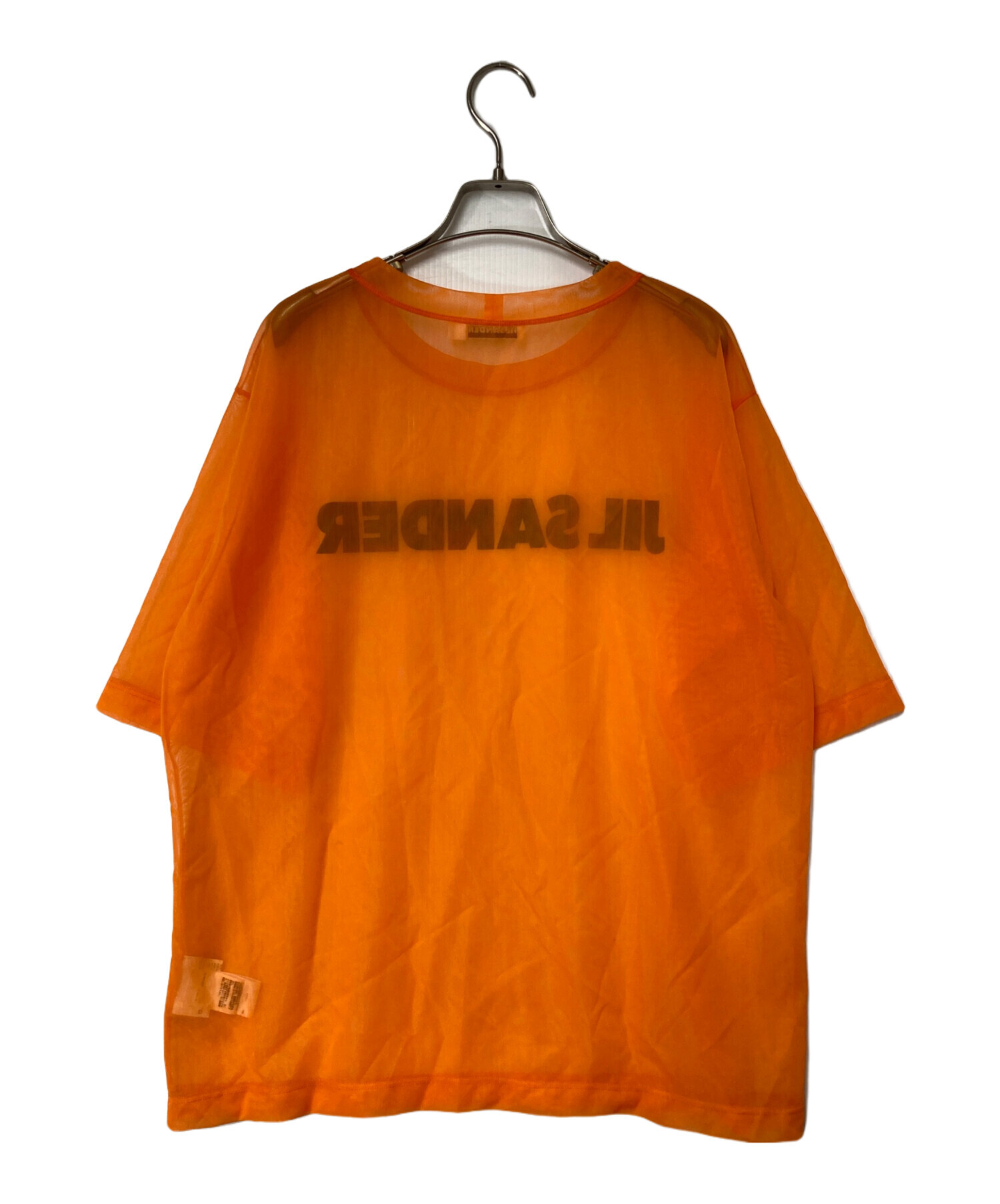 【美品】JIL SANDER ロゴ半袖シースルーTシャツ　ピンクシアー希少S 美品】JIL SANDER ピンク ロゴ 半袖シースルーTシャツ シアー 希少