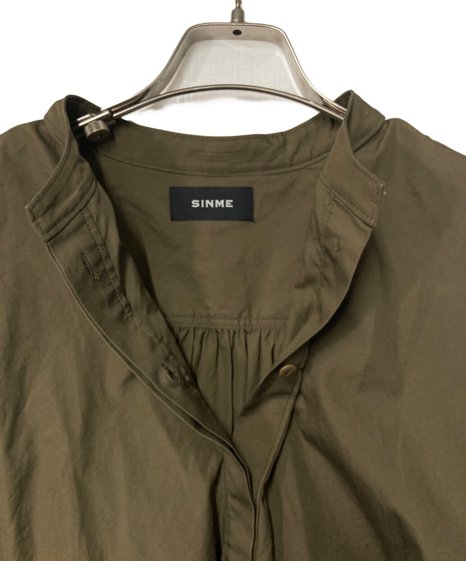 中古・古着通販】SINME (シンメ) バンドカラーボリュームシャツ プル