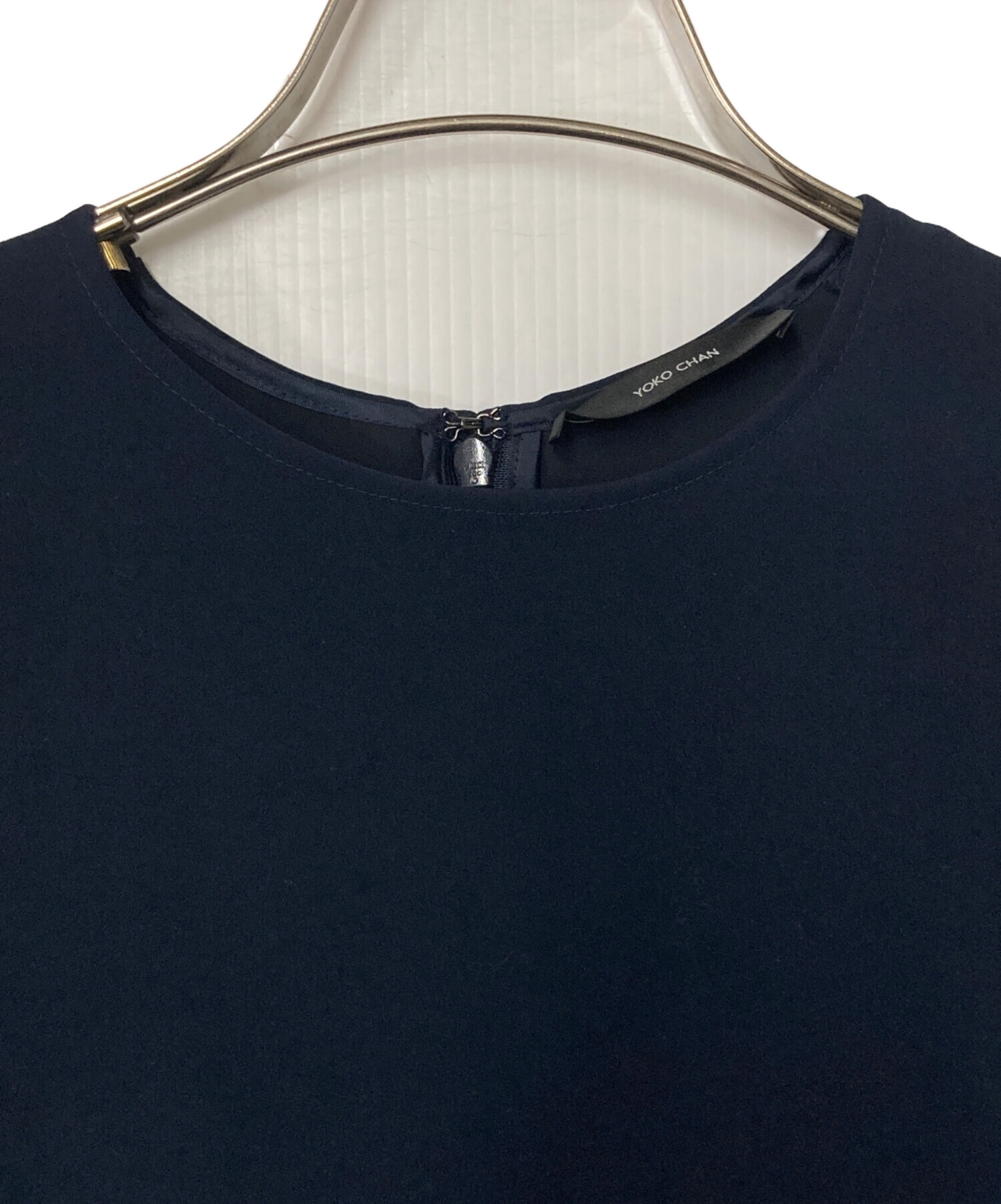 ヨーコチャン ブルー　ブラウス　長袖 YOKO CHAN フレアポイントヘムブラウス