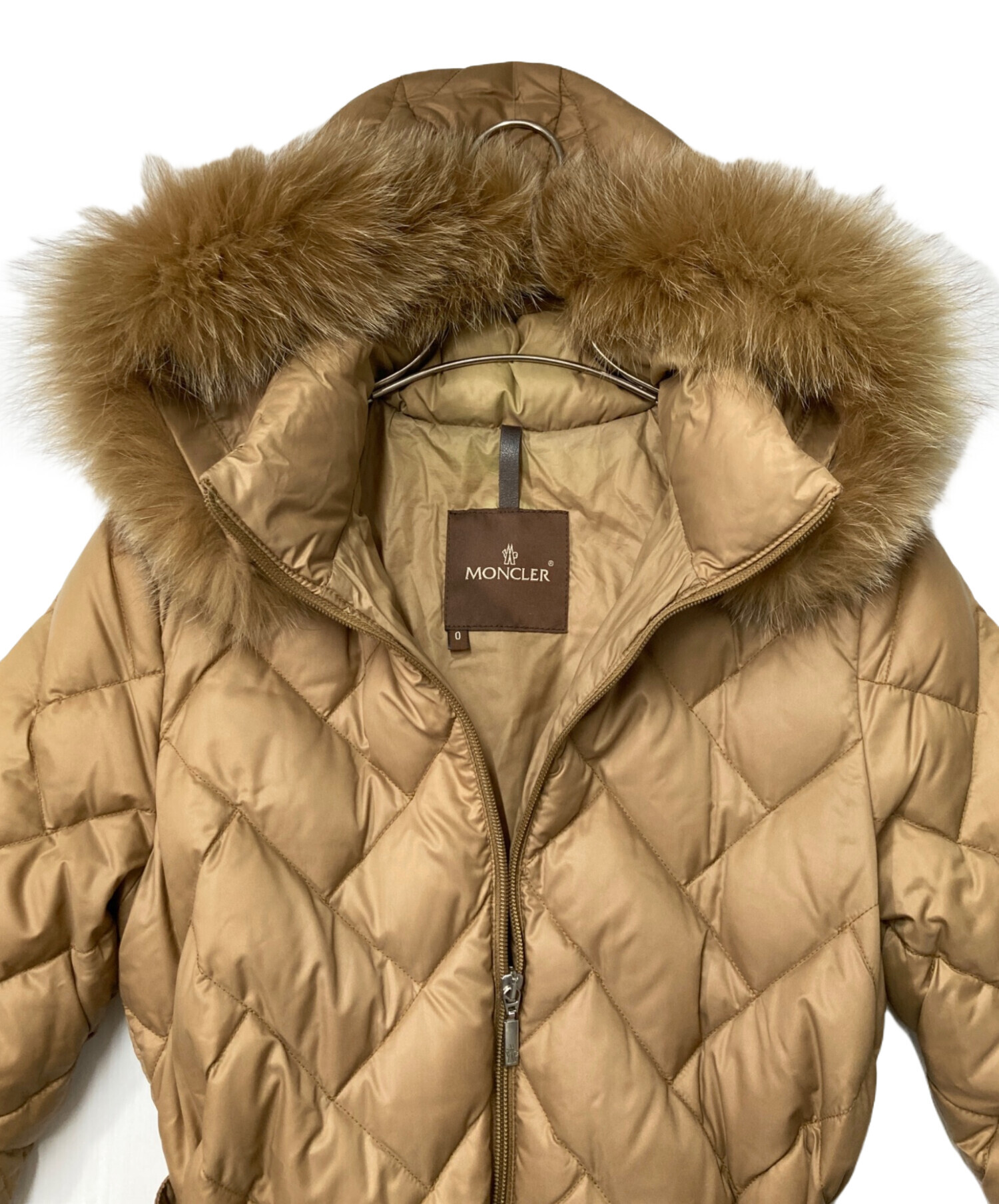 【美品】MONCLER ミルブルック ファー付き キルティングジャケットベージュ 美品】MONCLER ミルブルック ファー付き キルティングジャケットベージュ