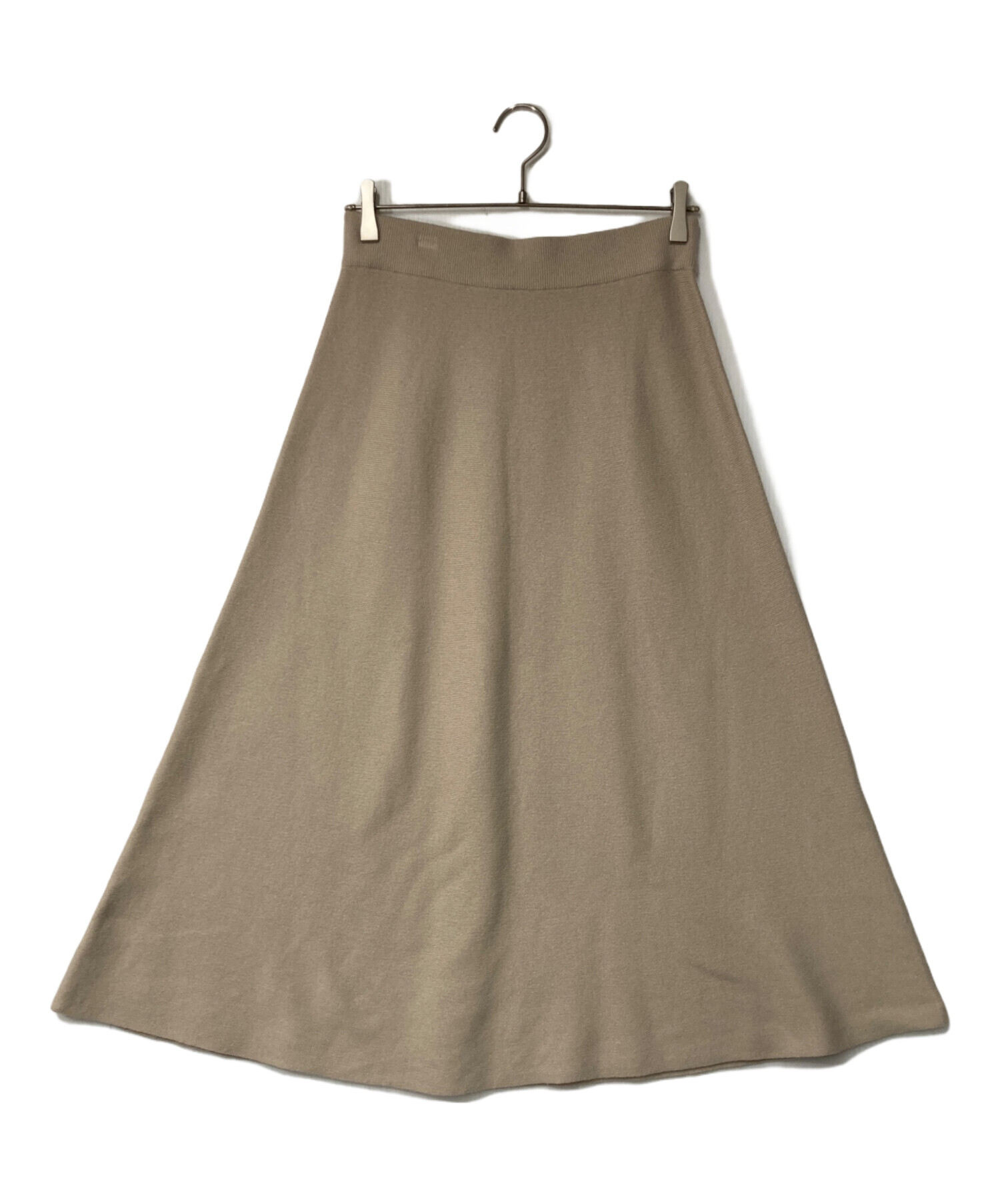 ebure ベージュ フレアスカート 中古・古着通販】EBURE (エブール) ソフトスムースニット フレア