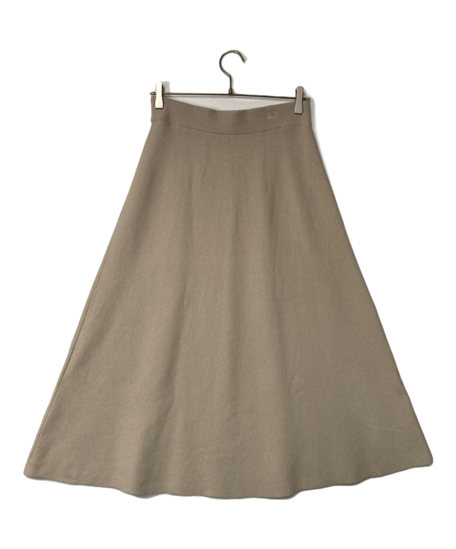ebure ベージュ フレアスカート 中古・古着通販】EBURE (エブール) ソフトスムースニット フレア