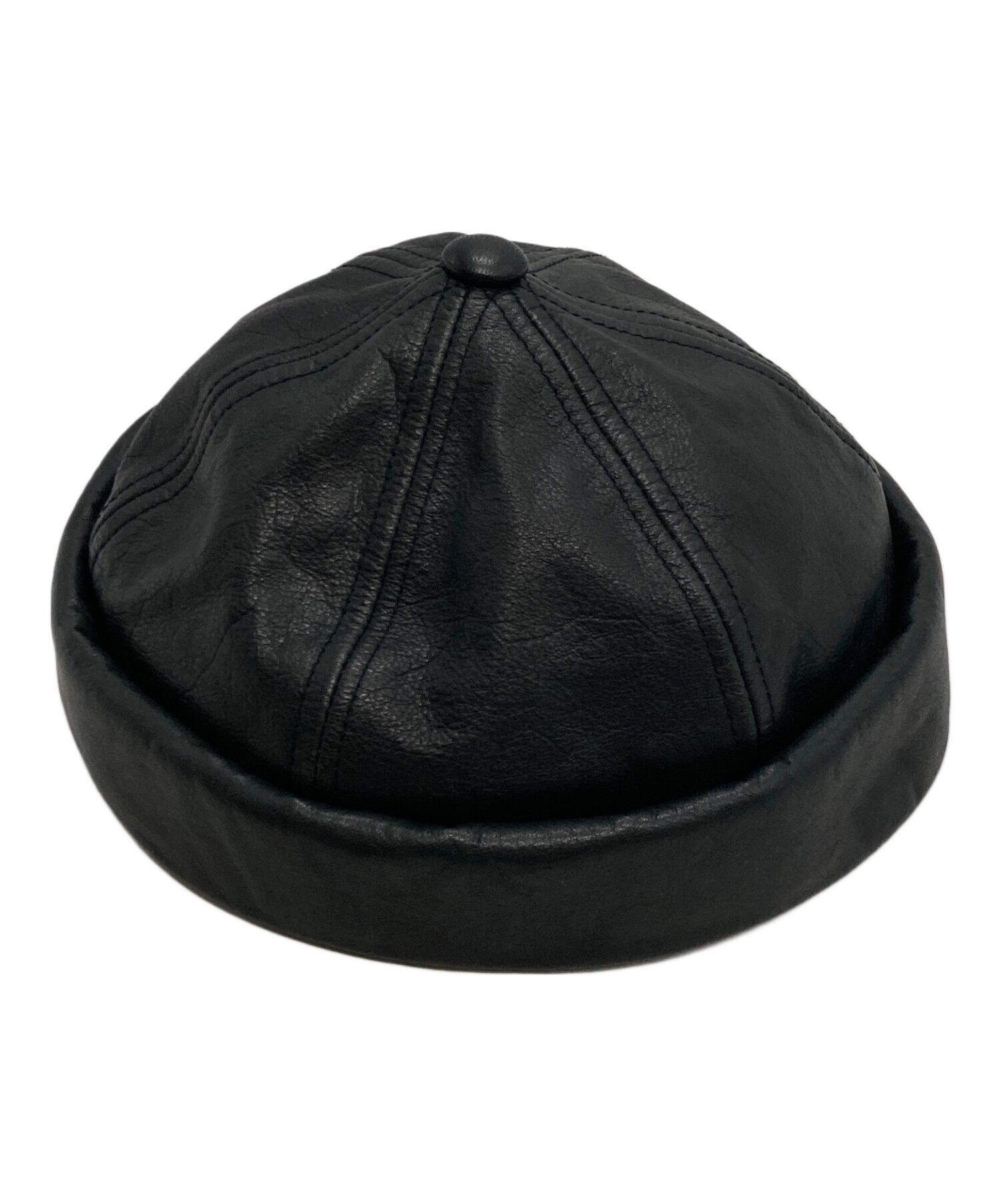 h*x様 CA4LAカシラ HK LINEN ROLL ロールキャップ 中古・古着通販】CA4LA (カシラ) レザーロールキャップ ブラック