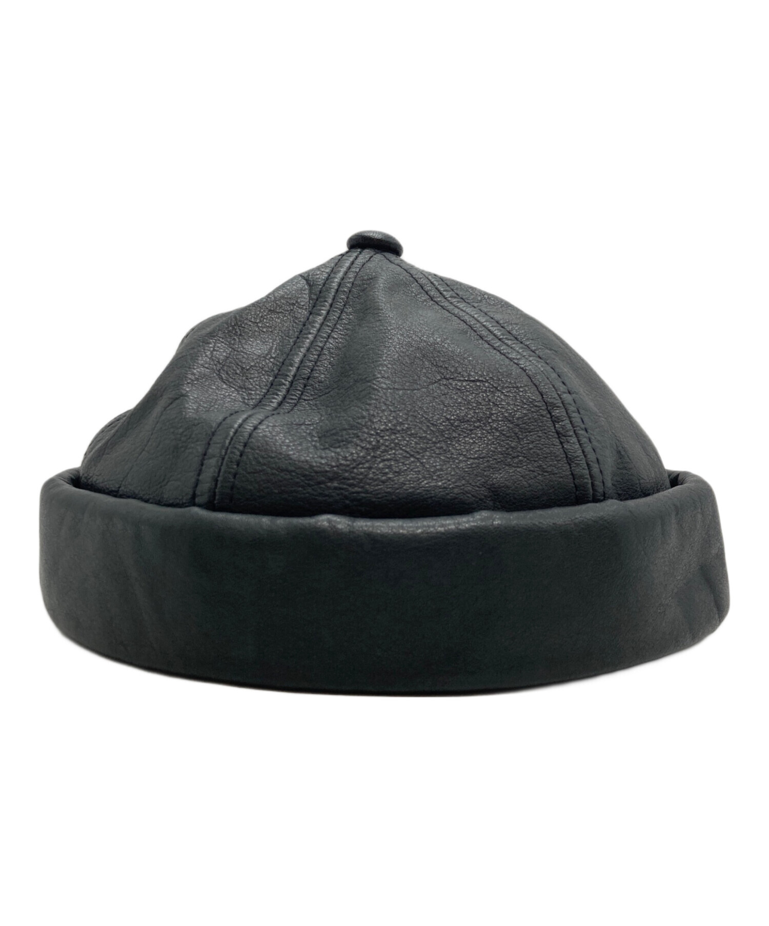 中古・古着通販】CA4LA (カシラ) レザーロールキャップ ブラック