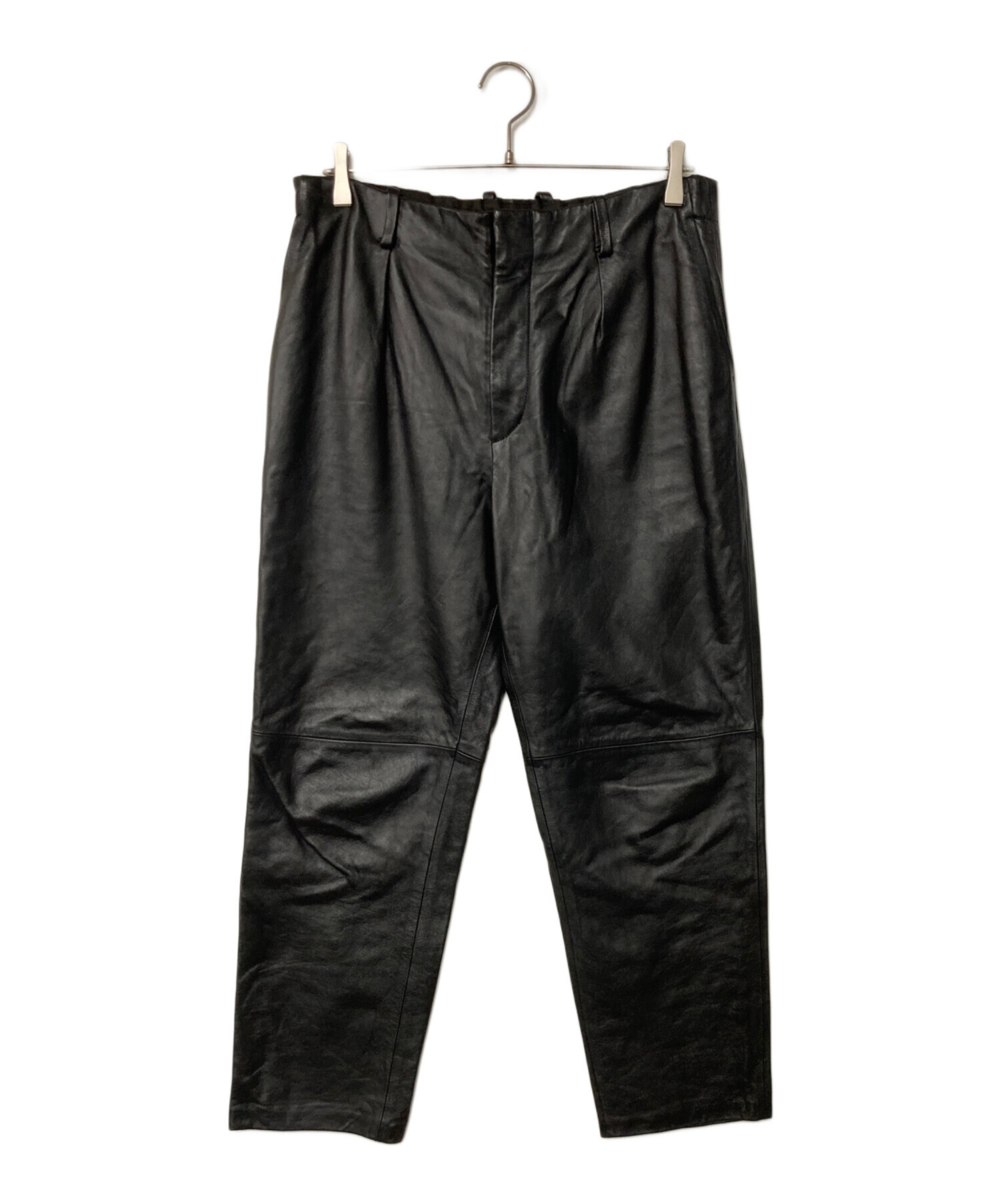 中古・古着通販】LIDnM (リドム) LEATHER STRAIGHT TROUSERS ブラック 