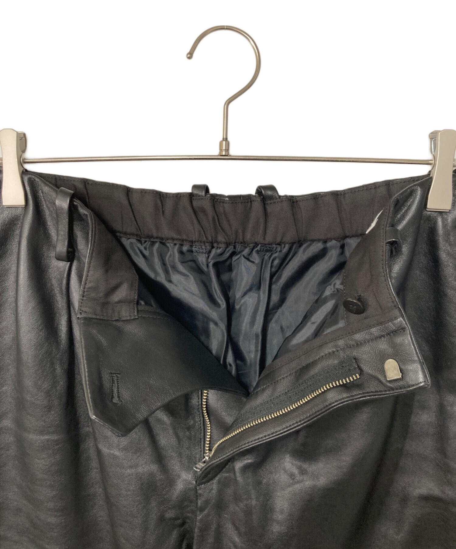 中古・古着通販】LIDnM (リドム) LEATHER STRAIGHT TROUSERS ブラック 