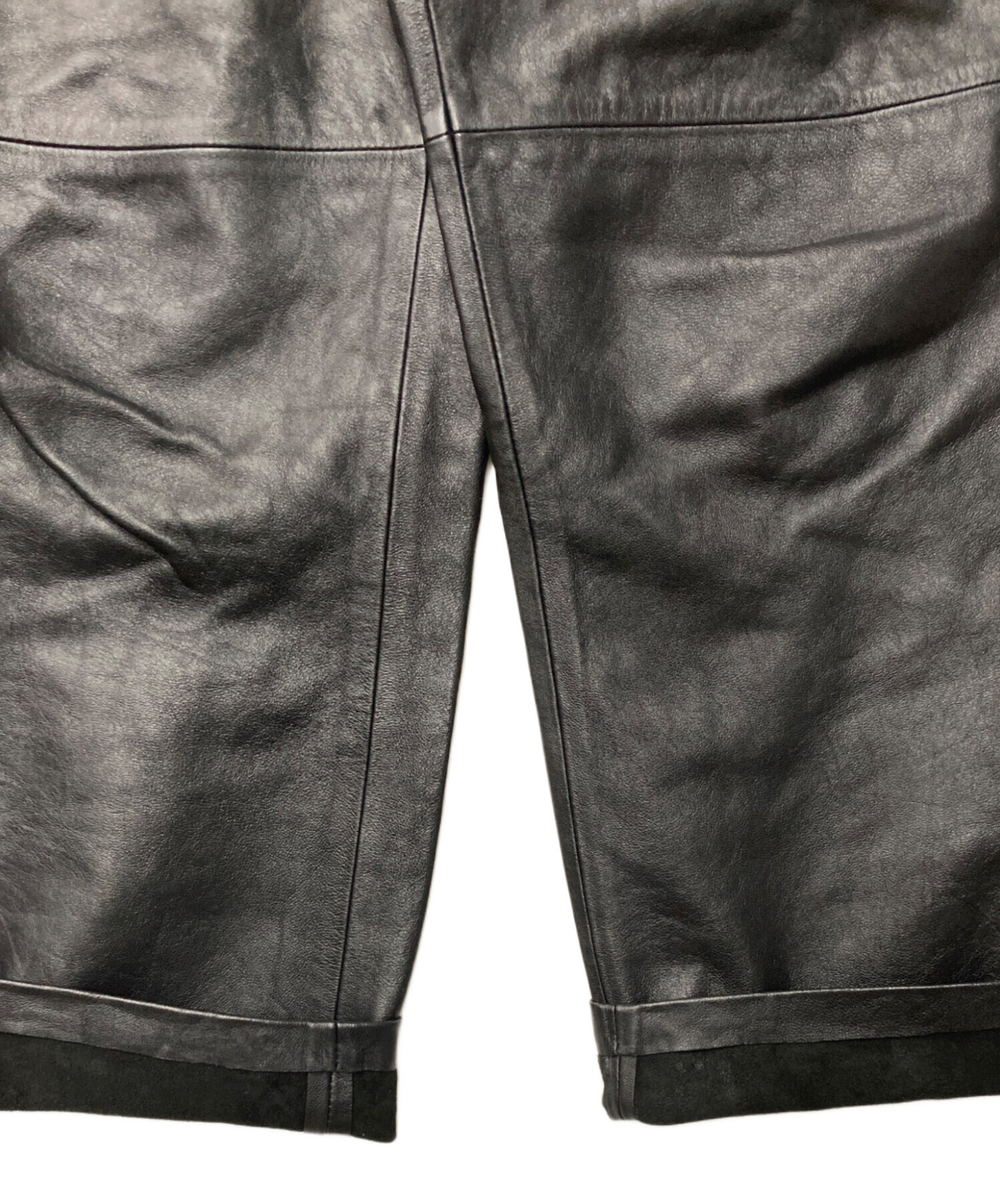 中古・古着通販】LIDnM (リドム) LEATHER STRAIGHT TROUSERS ブラック 