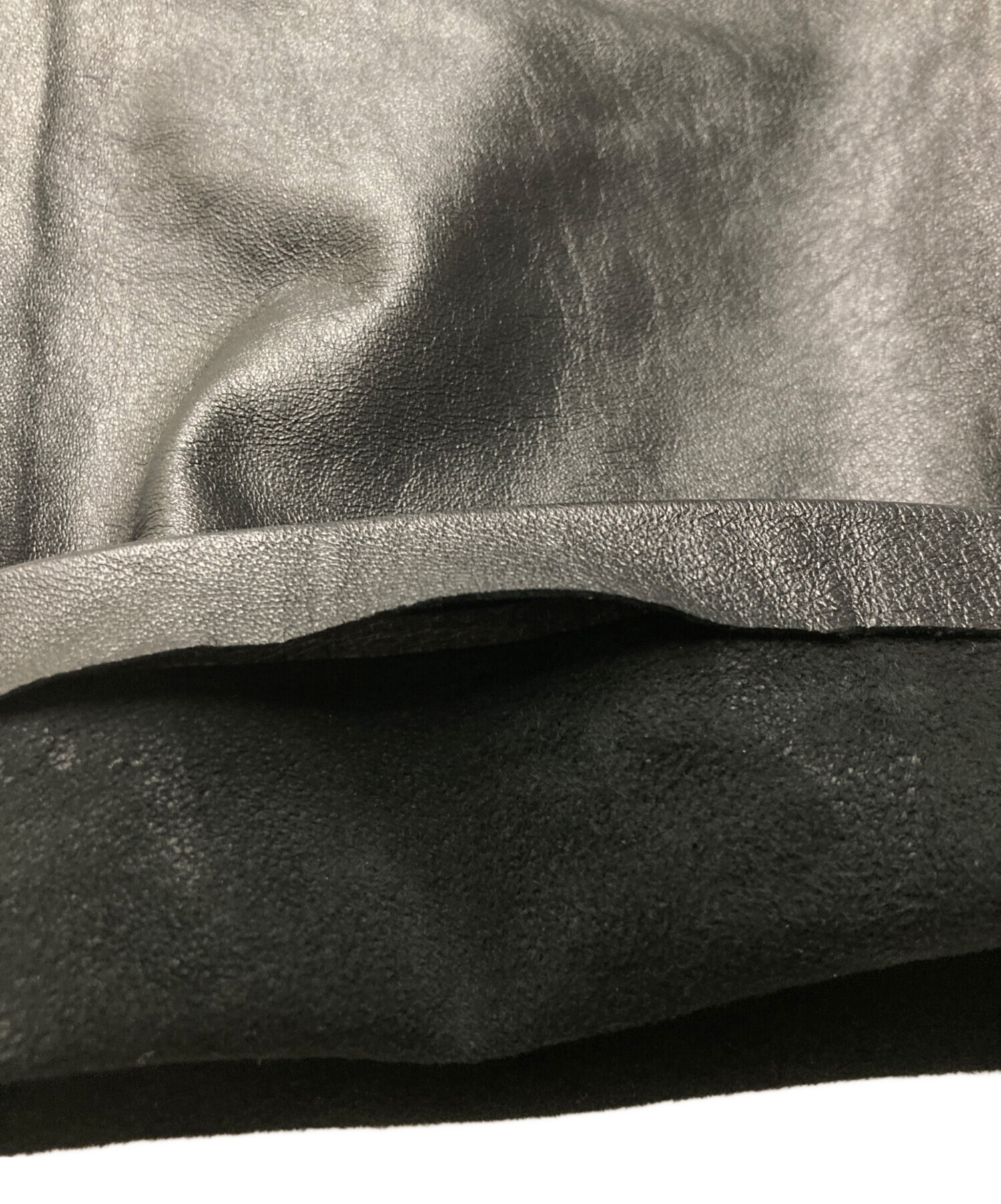 中古・古着通販】LIDnM (リドム) LEATHER STRAIGHT TROUSERS ブラック 