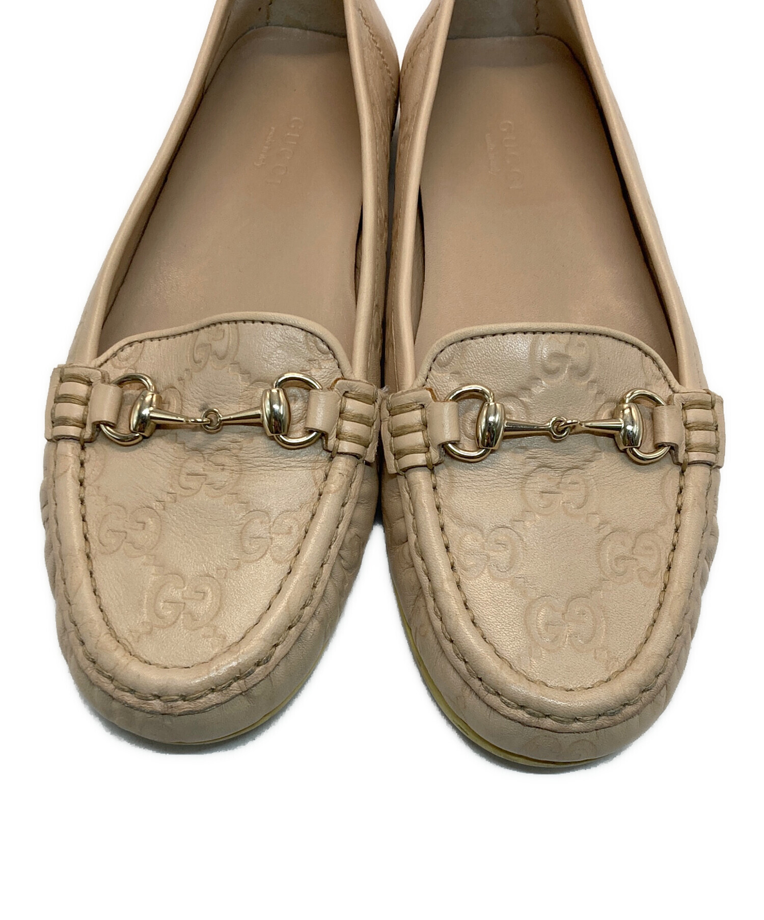 GUCCI ベージュ・ブラウン ドレスシューズ GG シェリー ビットホース