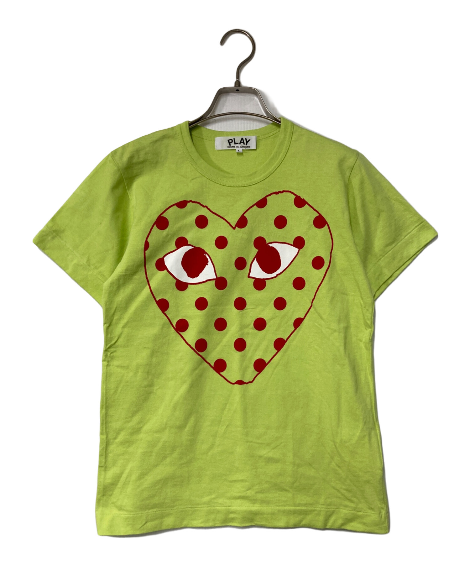 プレイコムデギャルソン Tシャツ Lサイズ グリーン 緑 ビッグハート 中古・古着通販】PLAY COMME des GARCONS (プレイコムデギャルソン