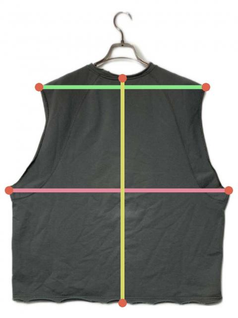 中古・古着通販】ANCELLM (アンセルム) SLEEVELESS AGING T-SHIRT